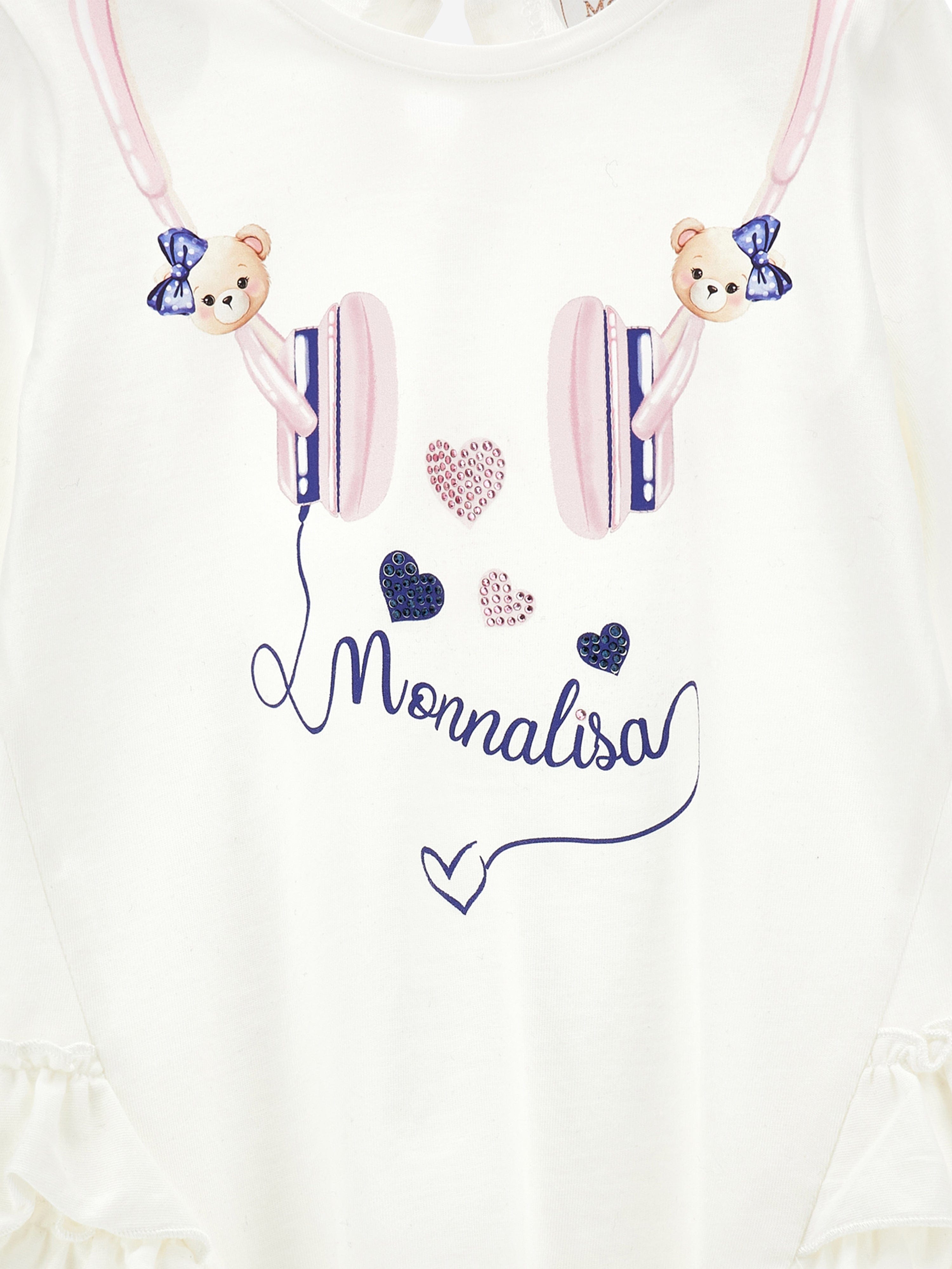 Monnalisa Baby Girls Headphones Maxi T-Shirt in White Finishline Online