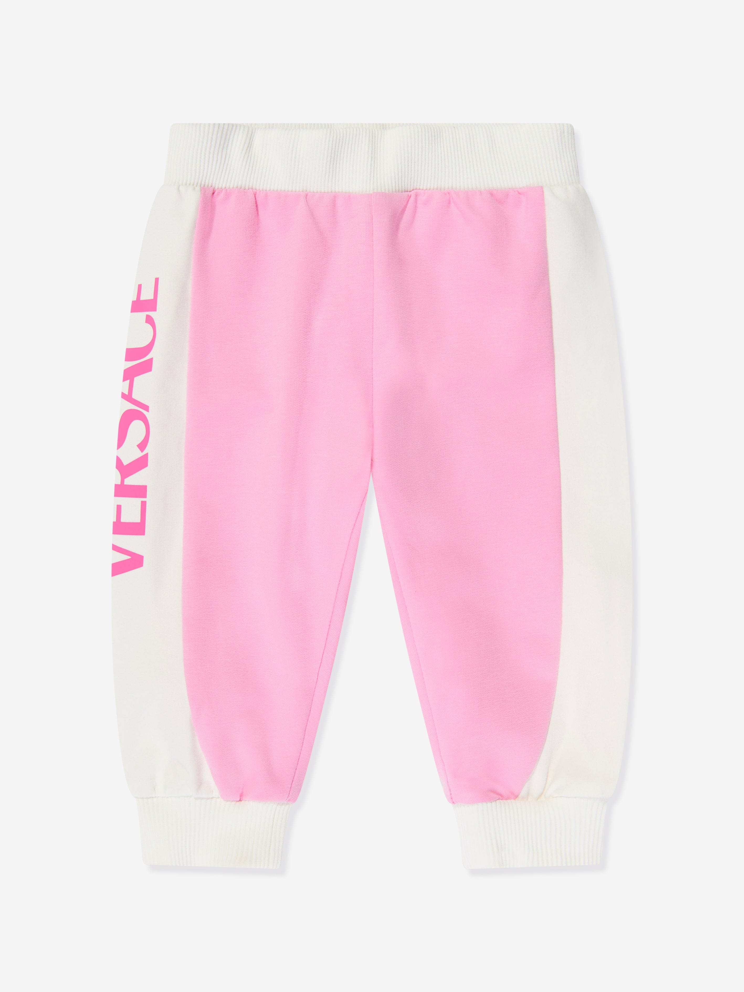 Versace Baby Girls Logo Joggers in Pink Buy Authentic Online