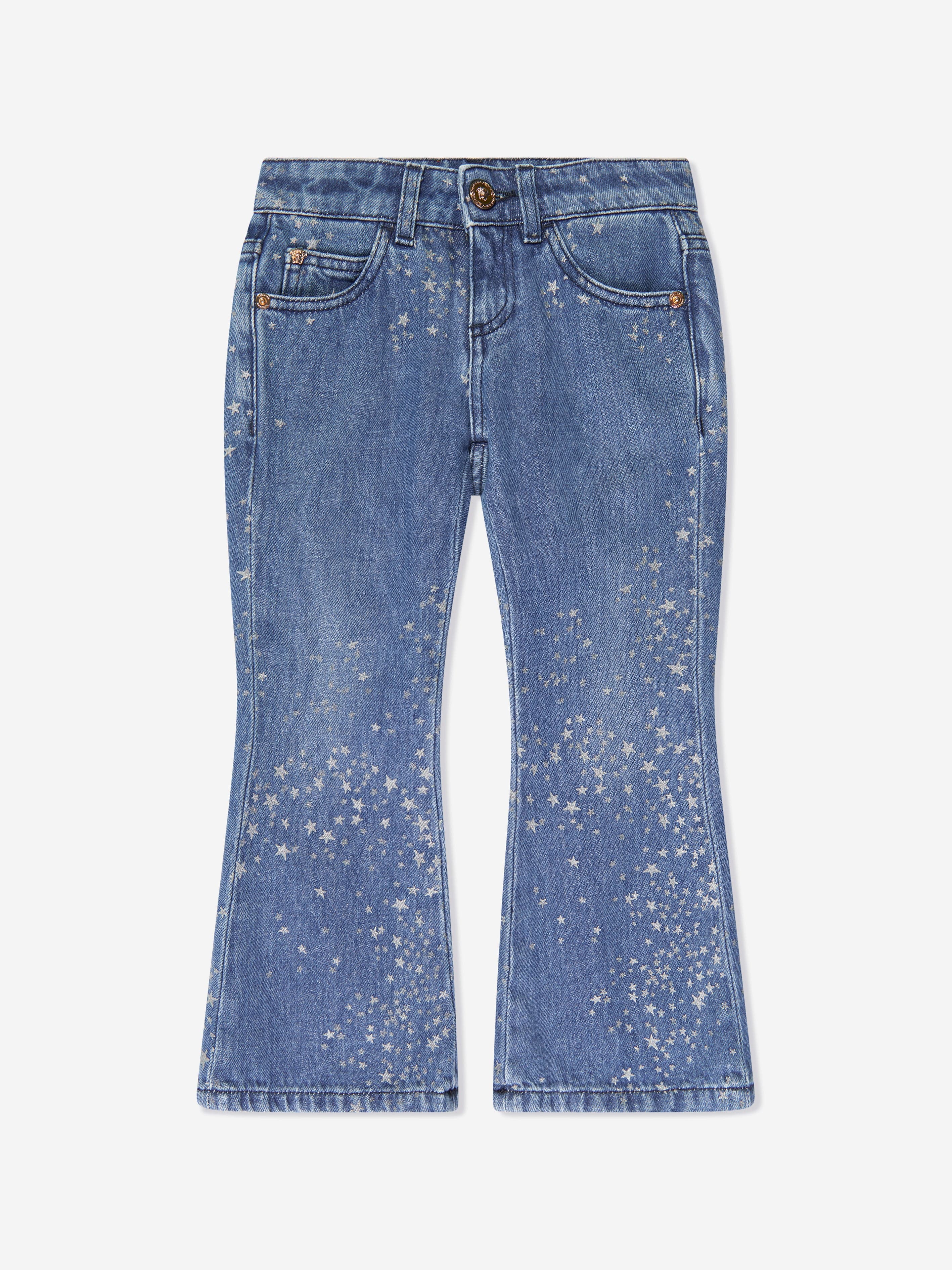 Versace Girls Flared Glitter Jeans in Blue Buy Cheap Outlet Locations