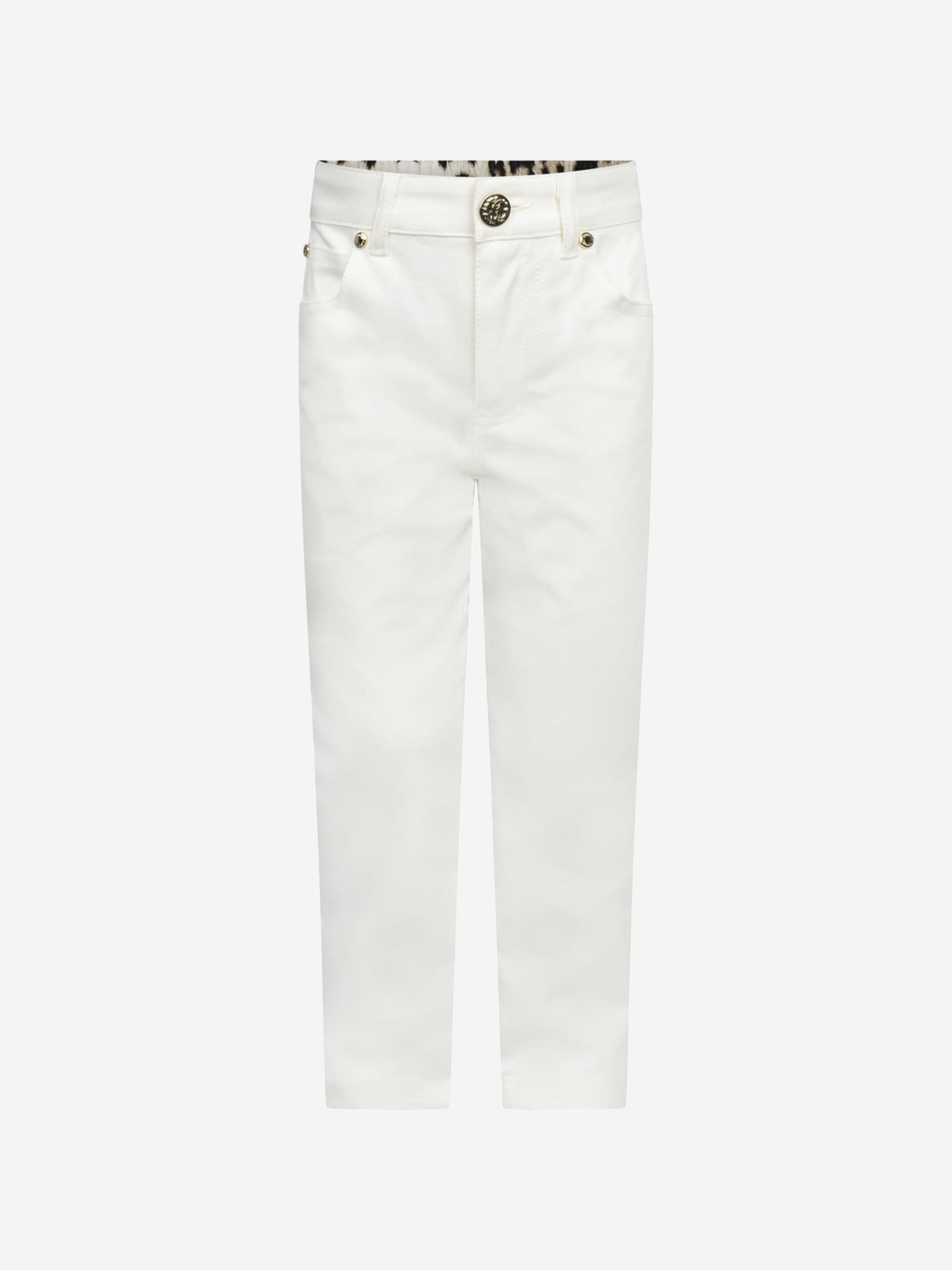 Roberto Cavalli Girls & Leopard Gabardine Trousers Sale Genuine