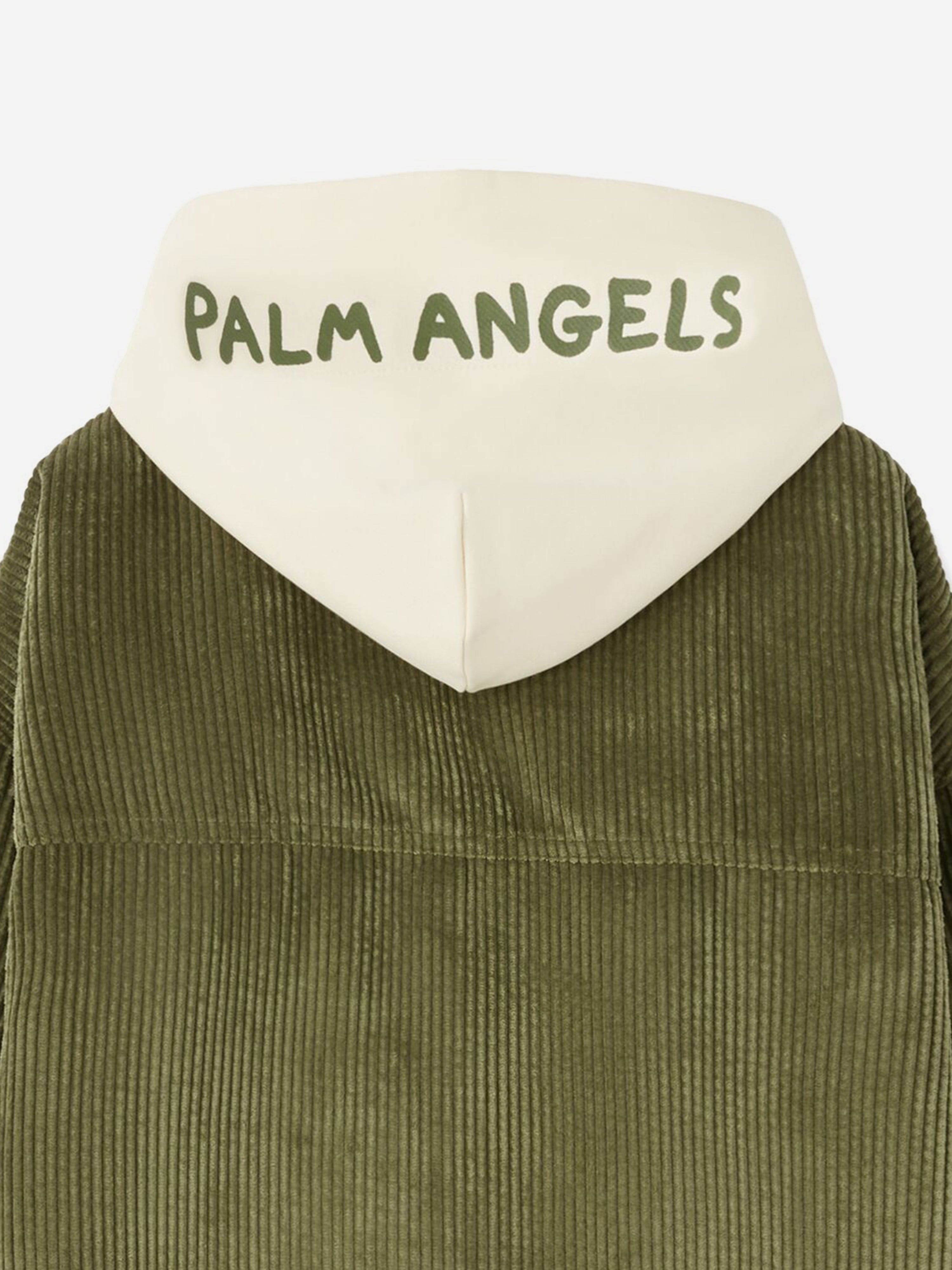 Palm Angels Boys Corduroy Hooded Overshirt in Green Lowest Pice Cheap Pice