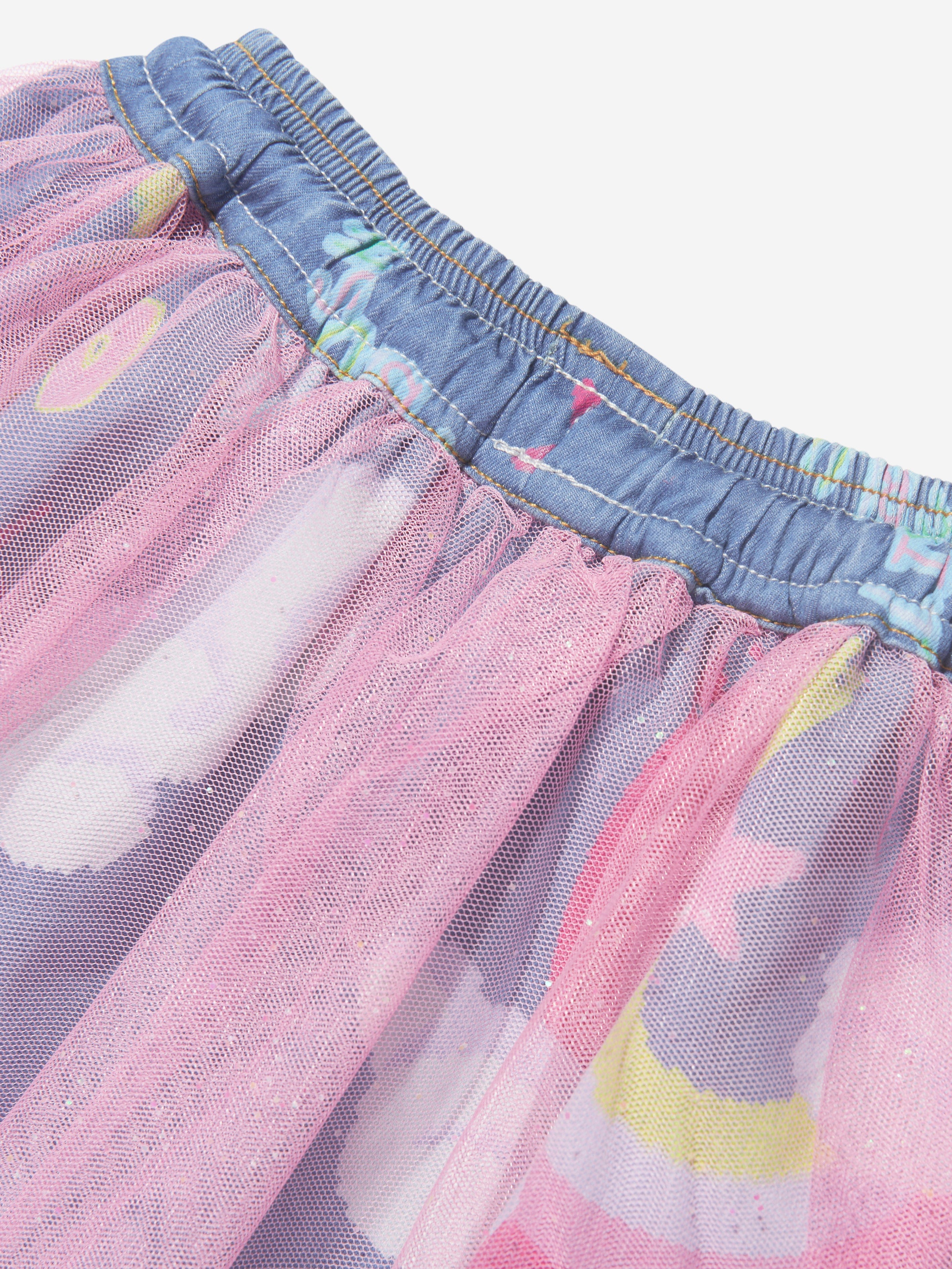Billieblush Girls Denim And Mesh Skirt in Blue Clearance Low Shipping