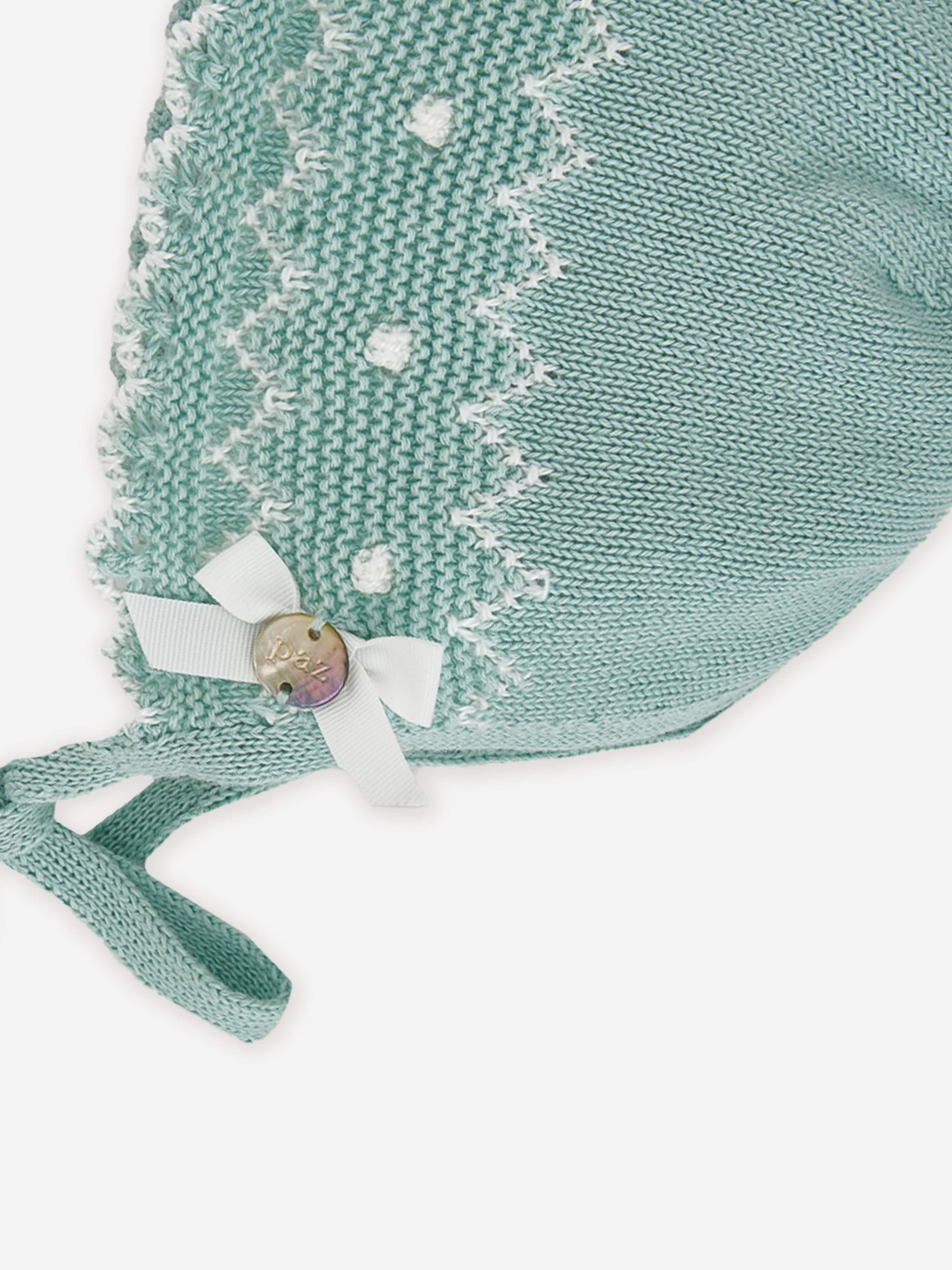 Paz Rodriguez Baby Knitted Bonnet in Green Buy Cheap Best