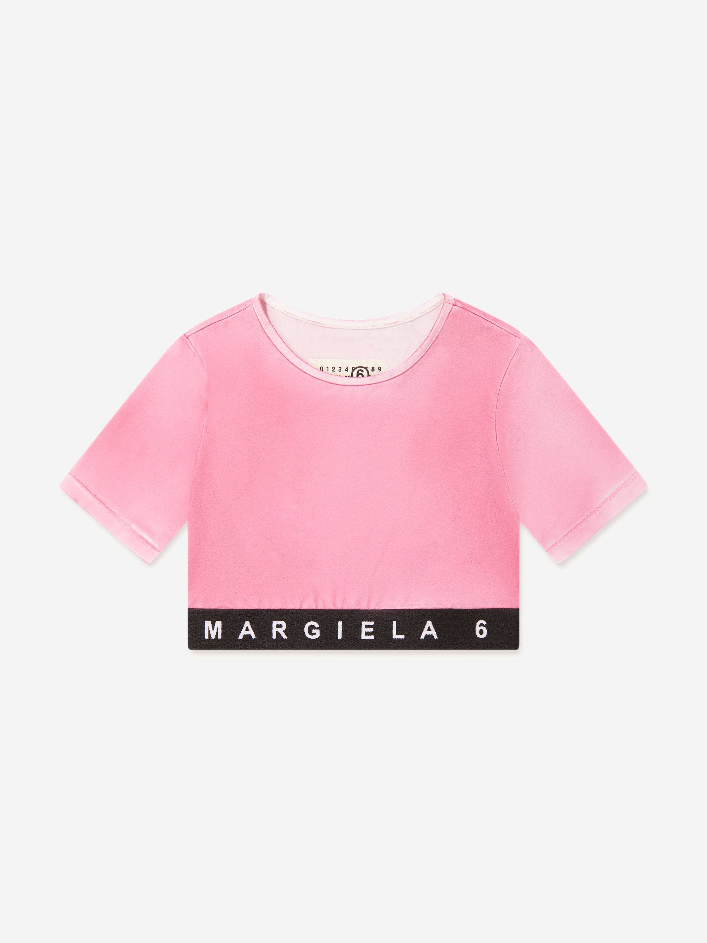 MM6 Maison Margiela Kids Cropped Logo T-Shirt in Pink Discount Best