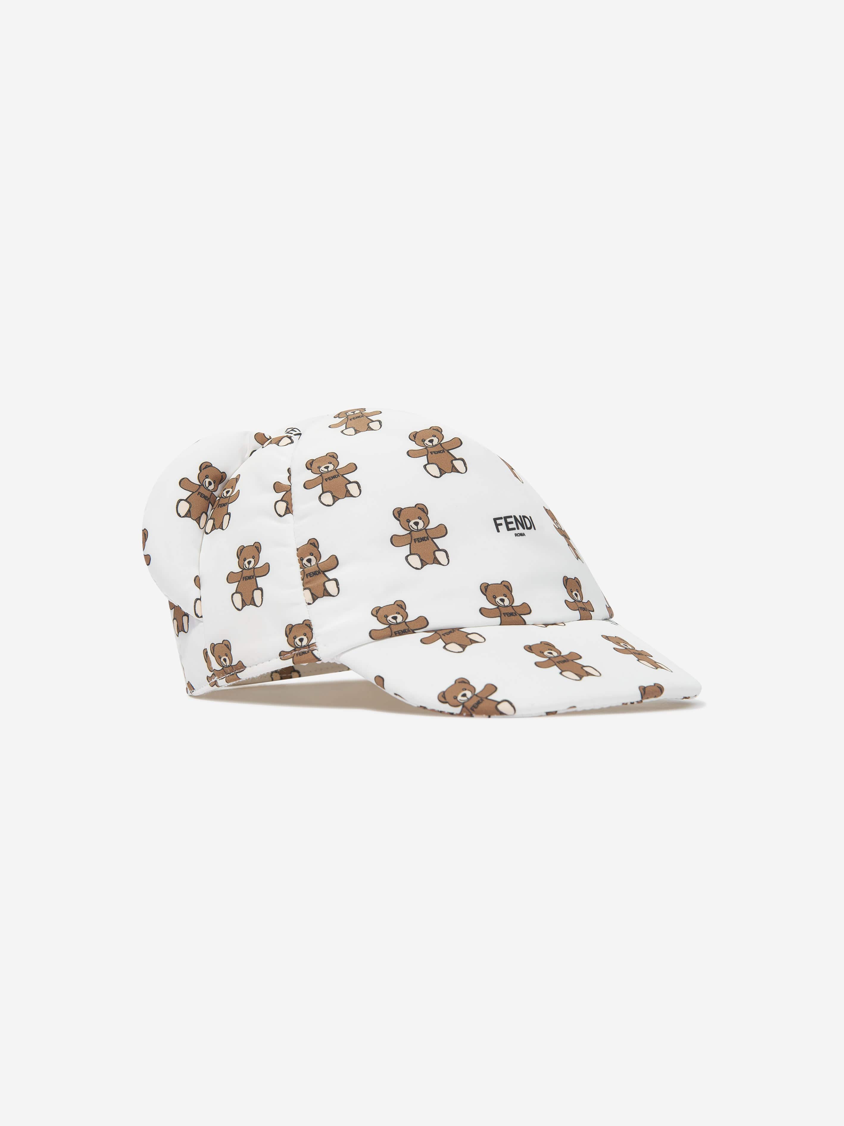Fendi Baby Teddy Bear Cap in Ivory Free Shipping