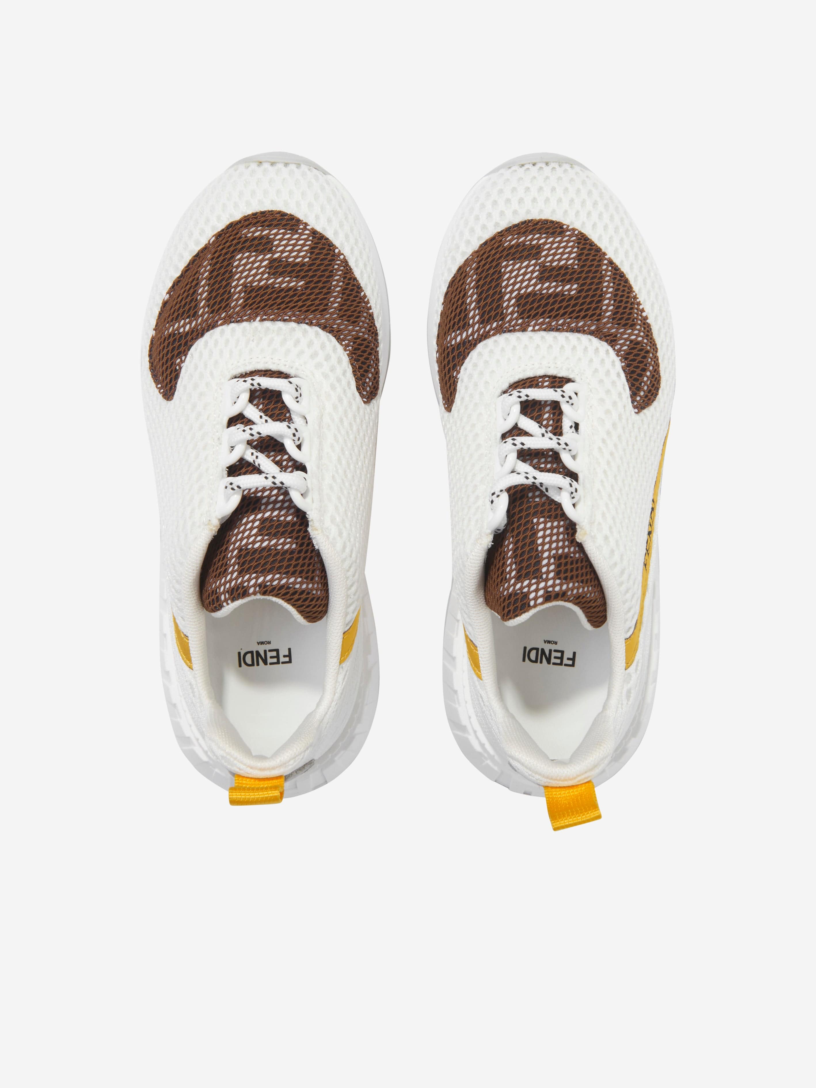 Fendi Kids Mesh FF Logo Trainers in White Pices Cheap Pice