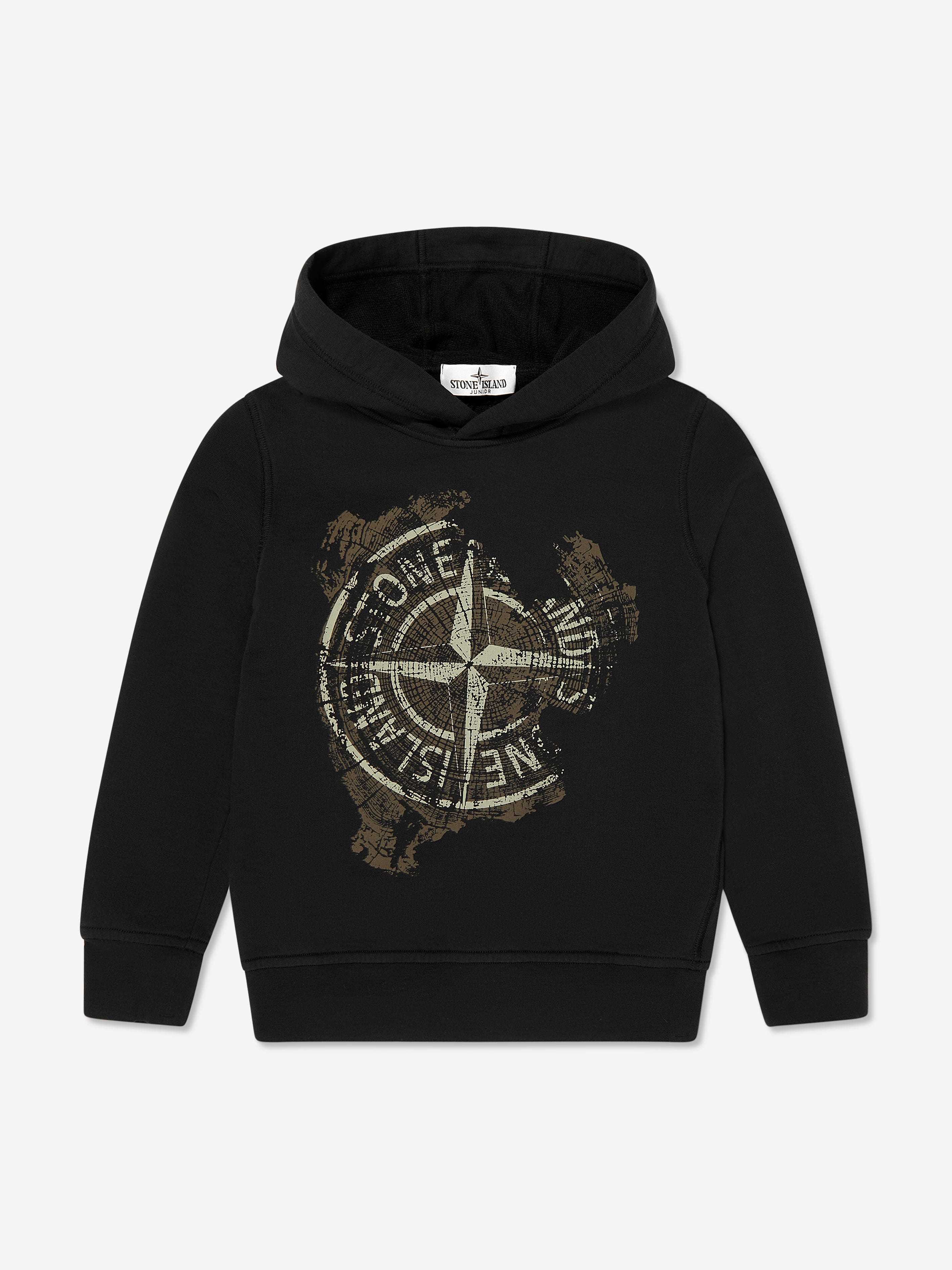 Stone Island Boys Logo Hoodie in Black Outlet Ebay