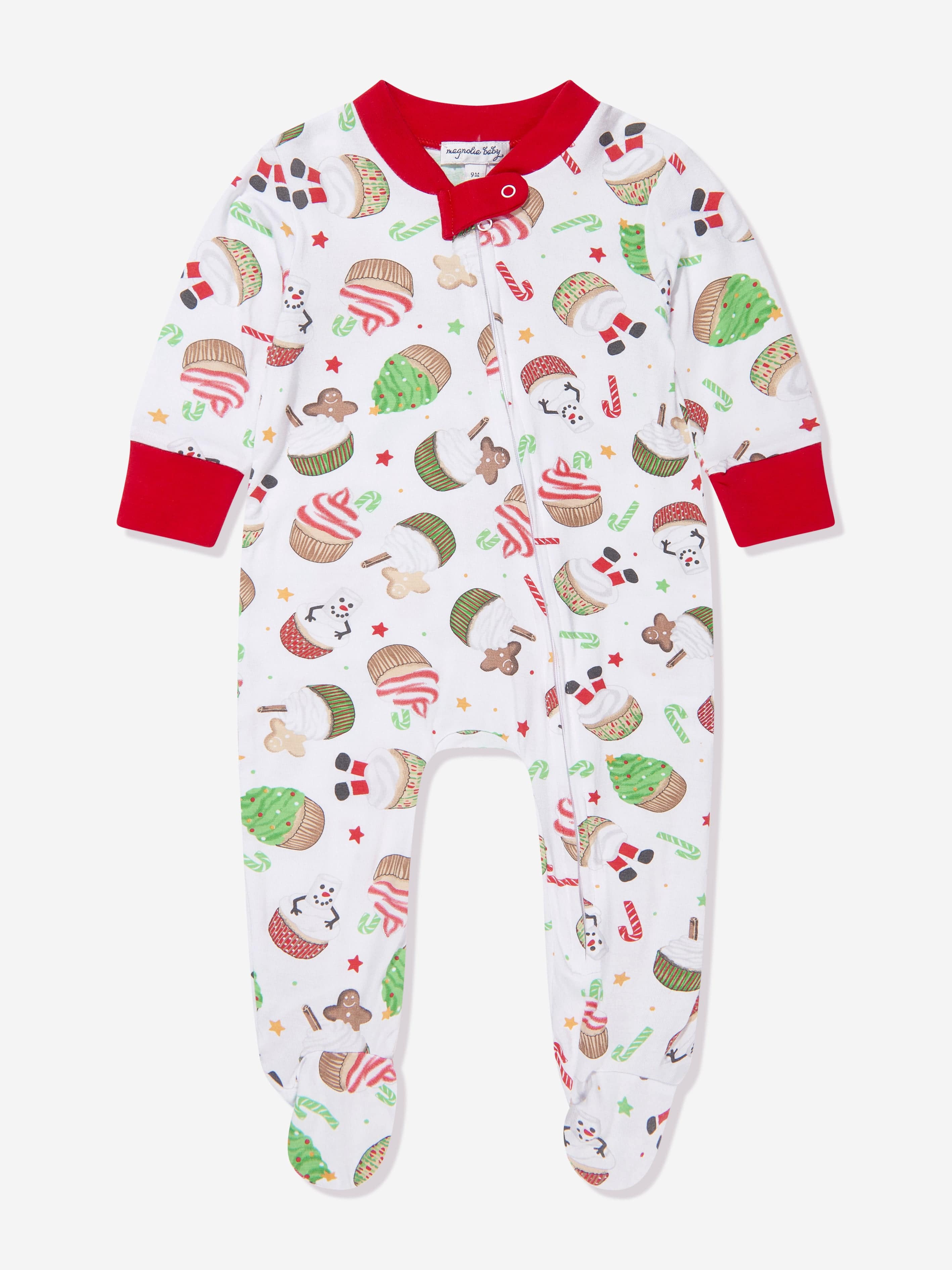 Magnolia Baby Baby Festive Cupcakes Zipper Babygrow in White Buy Cheap Pre Order