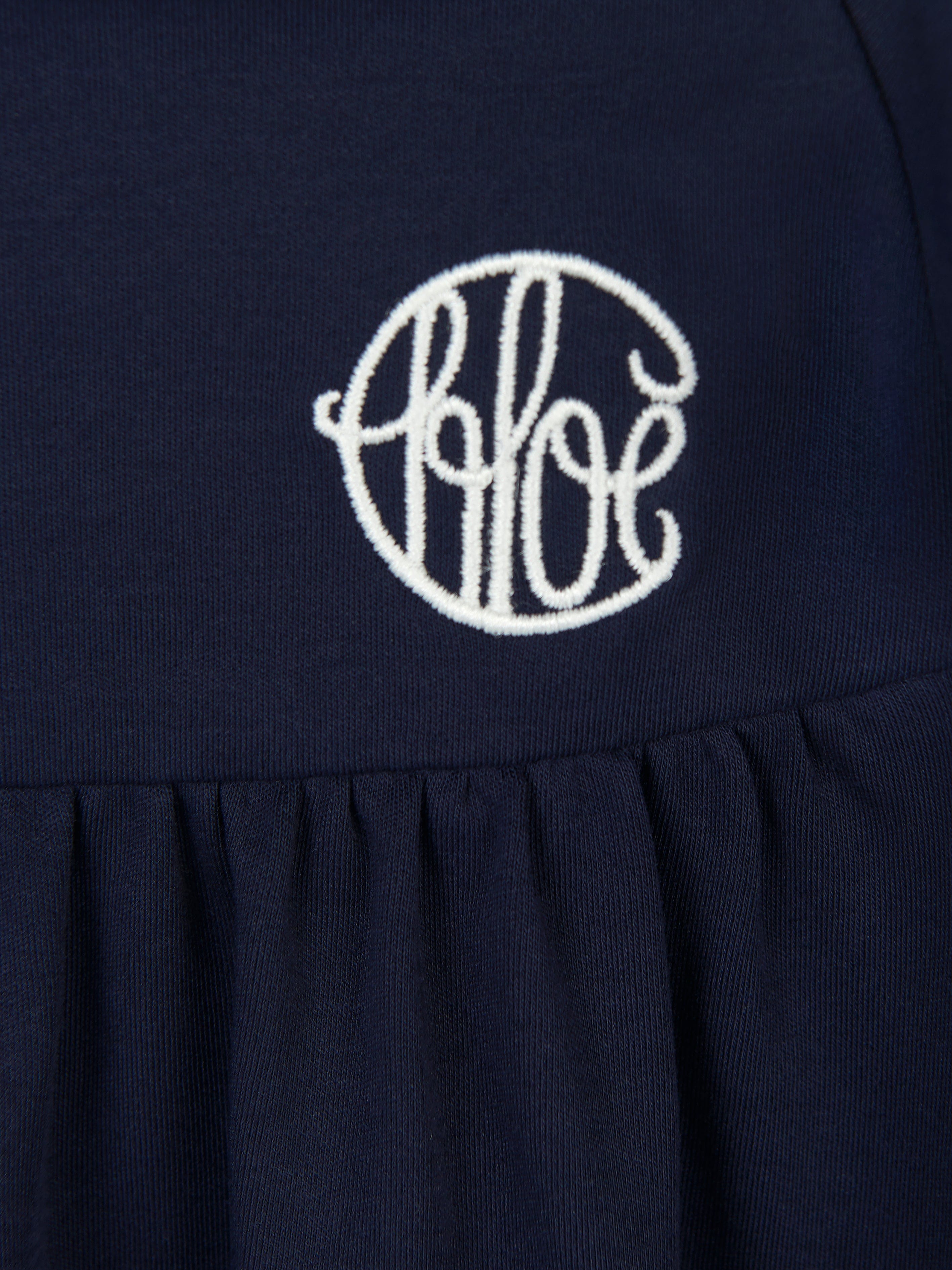 Chlo¨¦ Girls Cotton Ruffle Dress in Navy Cheap From China