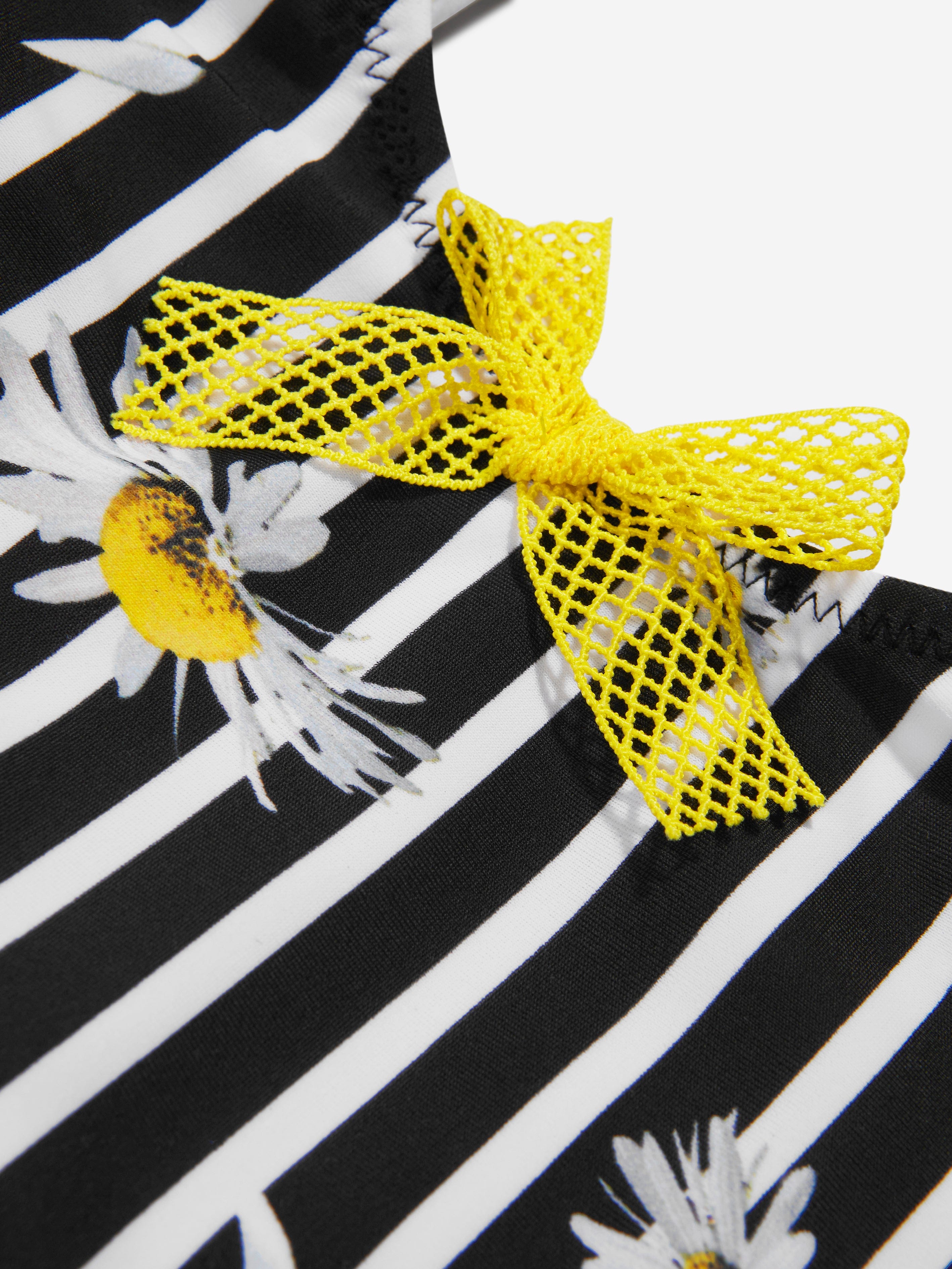 Nessi Byrd Girls Striped Daisy Print Ornella Swimsuit (UV50 Sun Protection) Amazing Pice