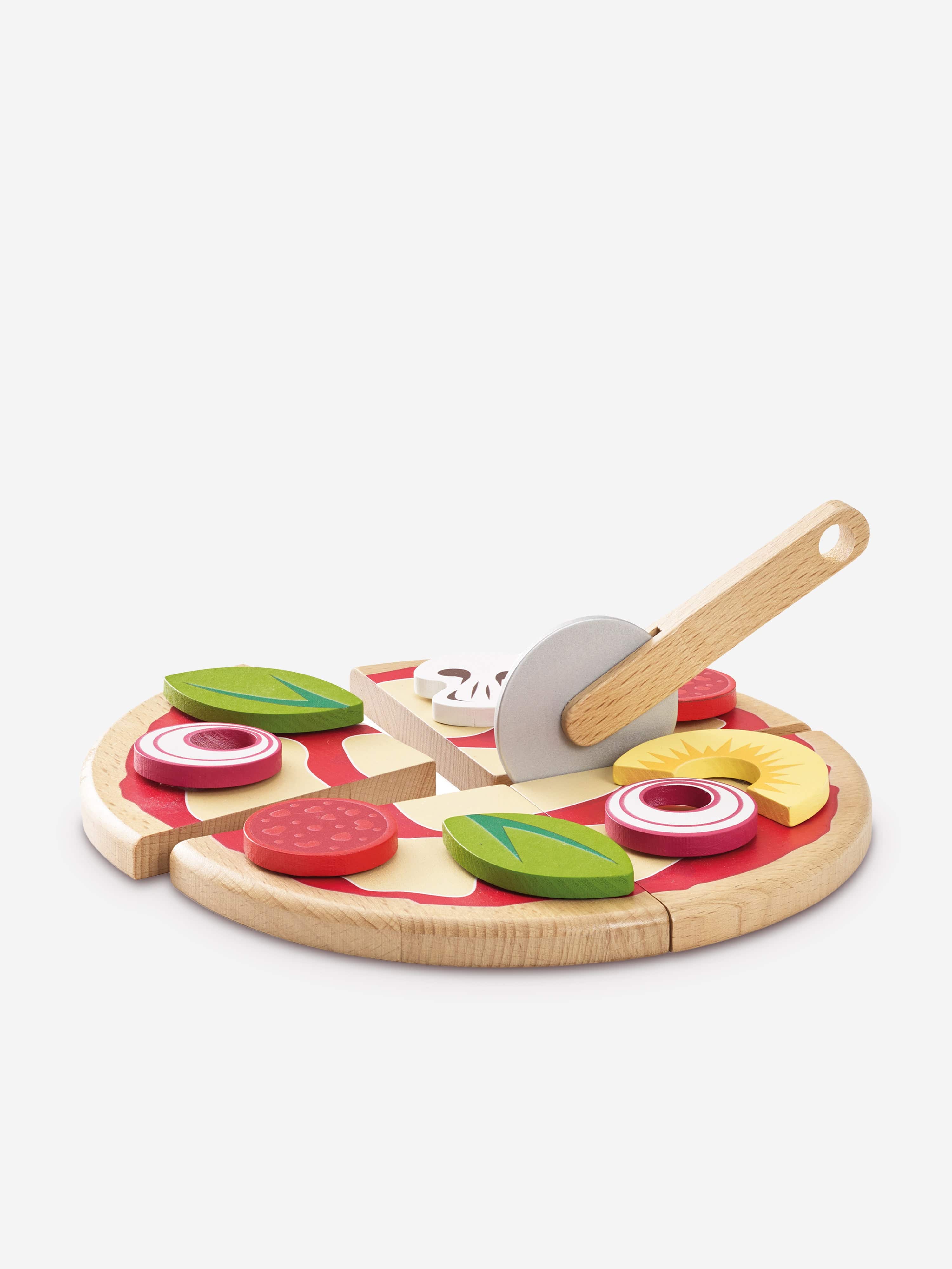 Le Toy Van Pizza & Toppings with Slice Cutter-13 Piece (W:20 x D:20 x H:2cm) Best Sale Online