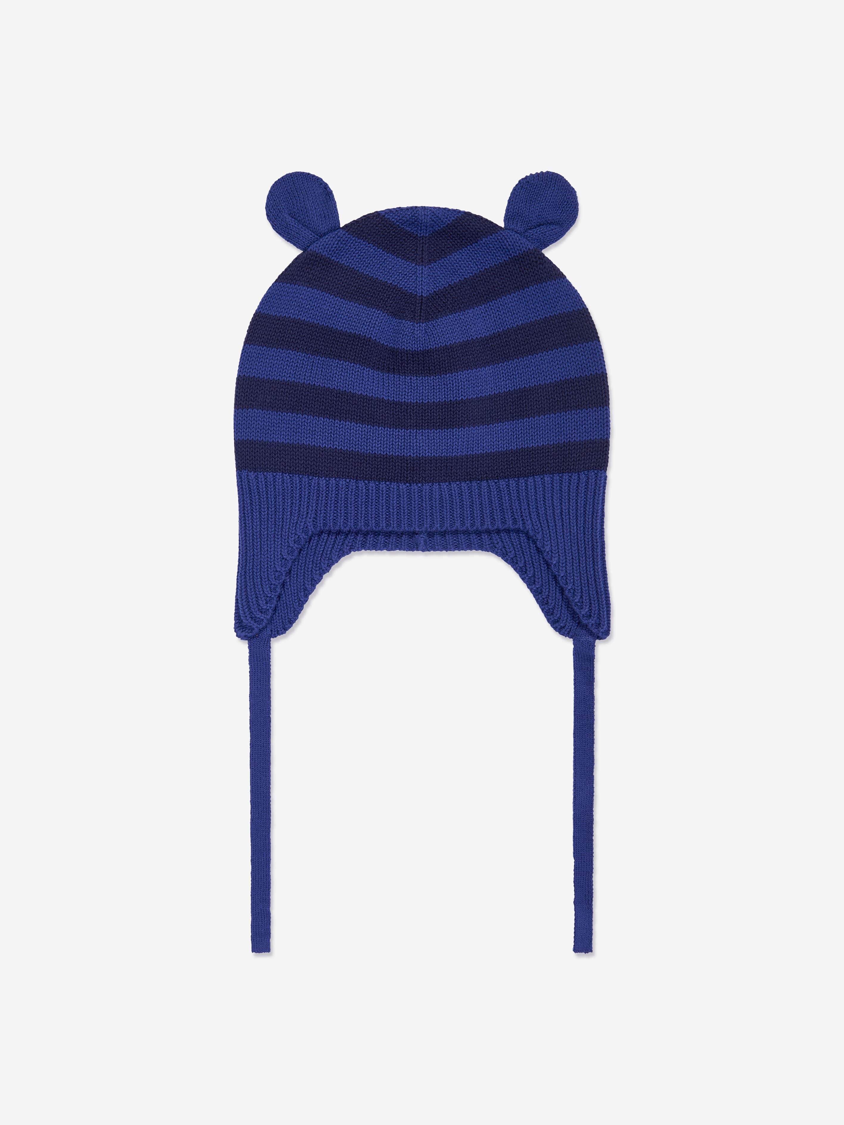 The Bonnie Mob Baby Boys Damson Knit Hat With Ears in Blue Sale Outlet