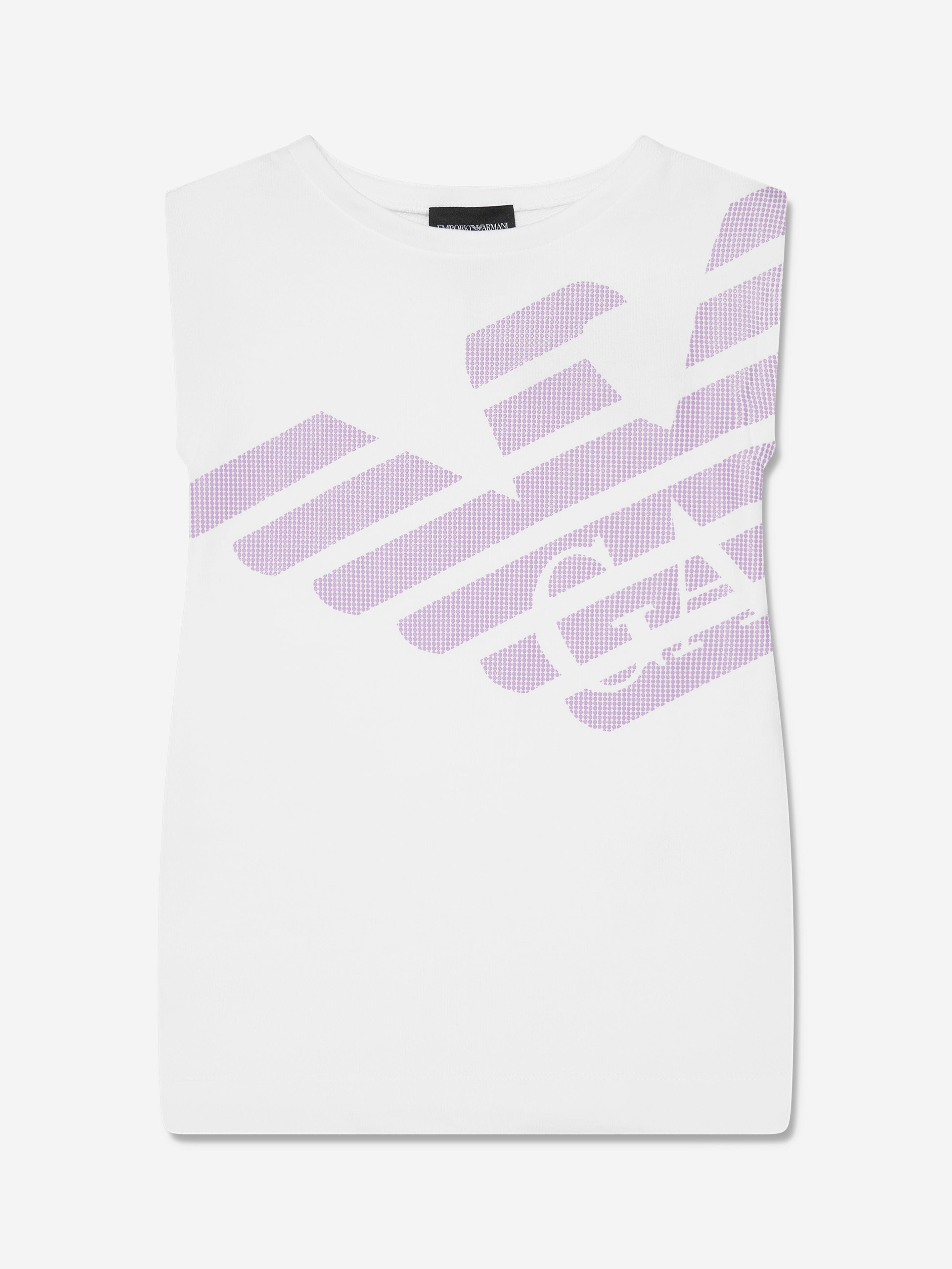 Emporio Armani Girls Sleeveless Logo Dress In White Free Shipping Shop