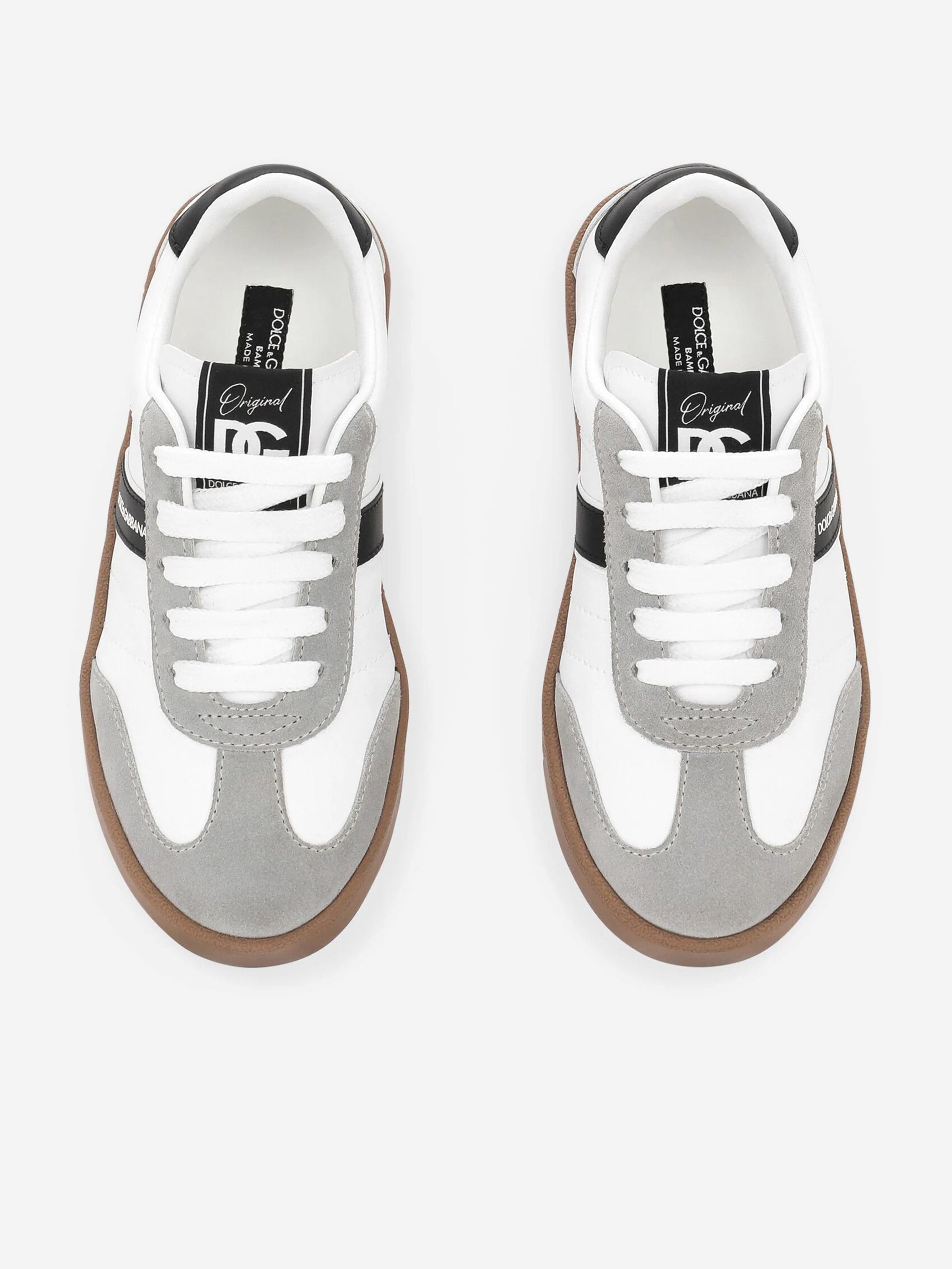 Dolce & Gabbana Boys Leather Retro Trainers in White Buy Cheap Best Wholesale