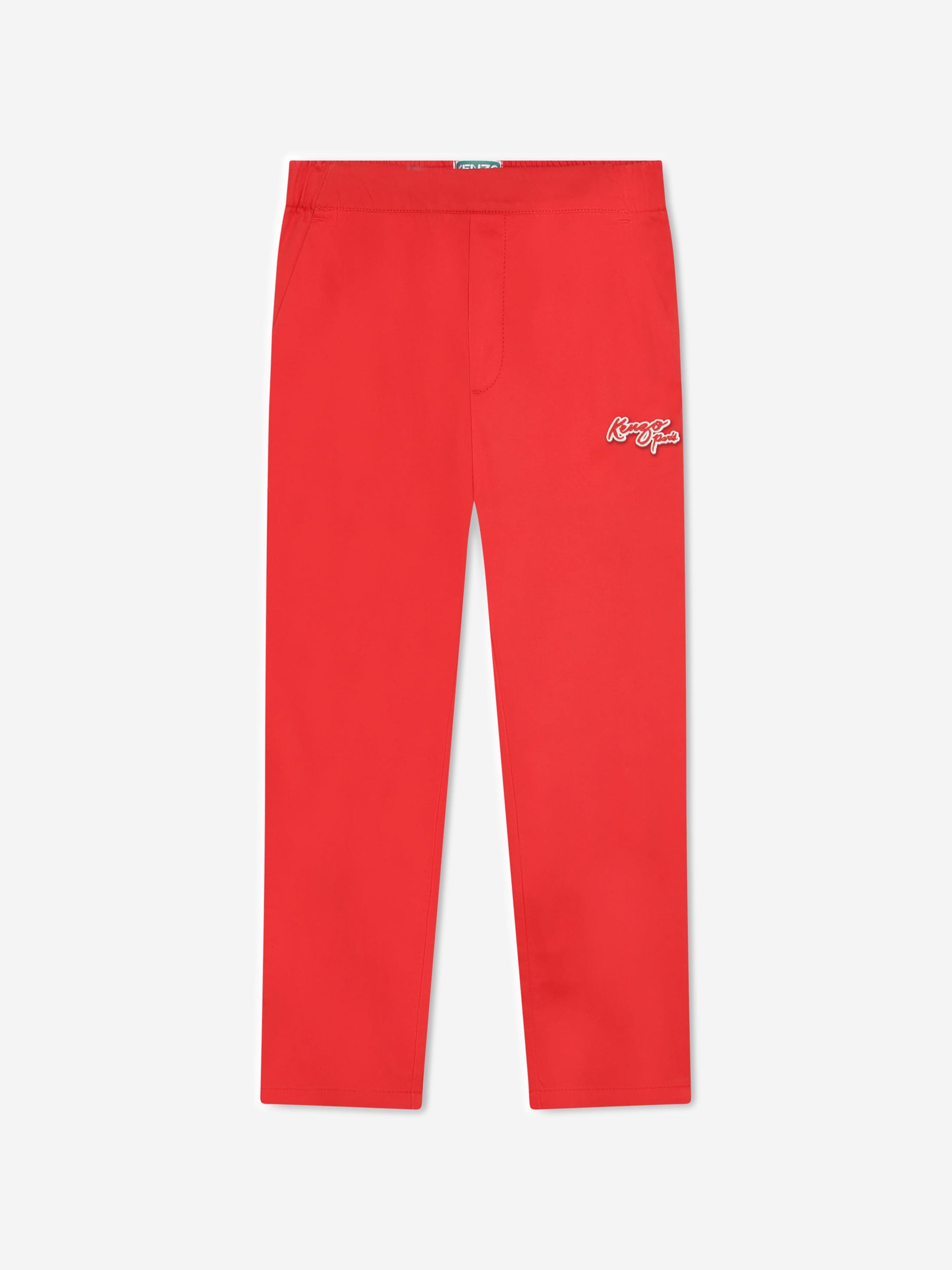 KENZO Boys Embroidered Badge Trousers in Red Sale Nicekicks