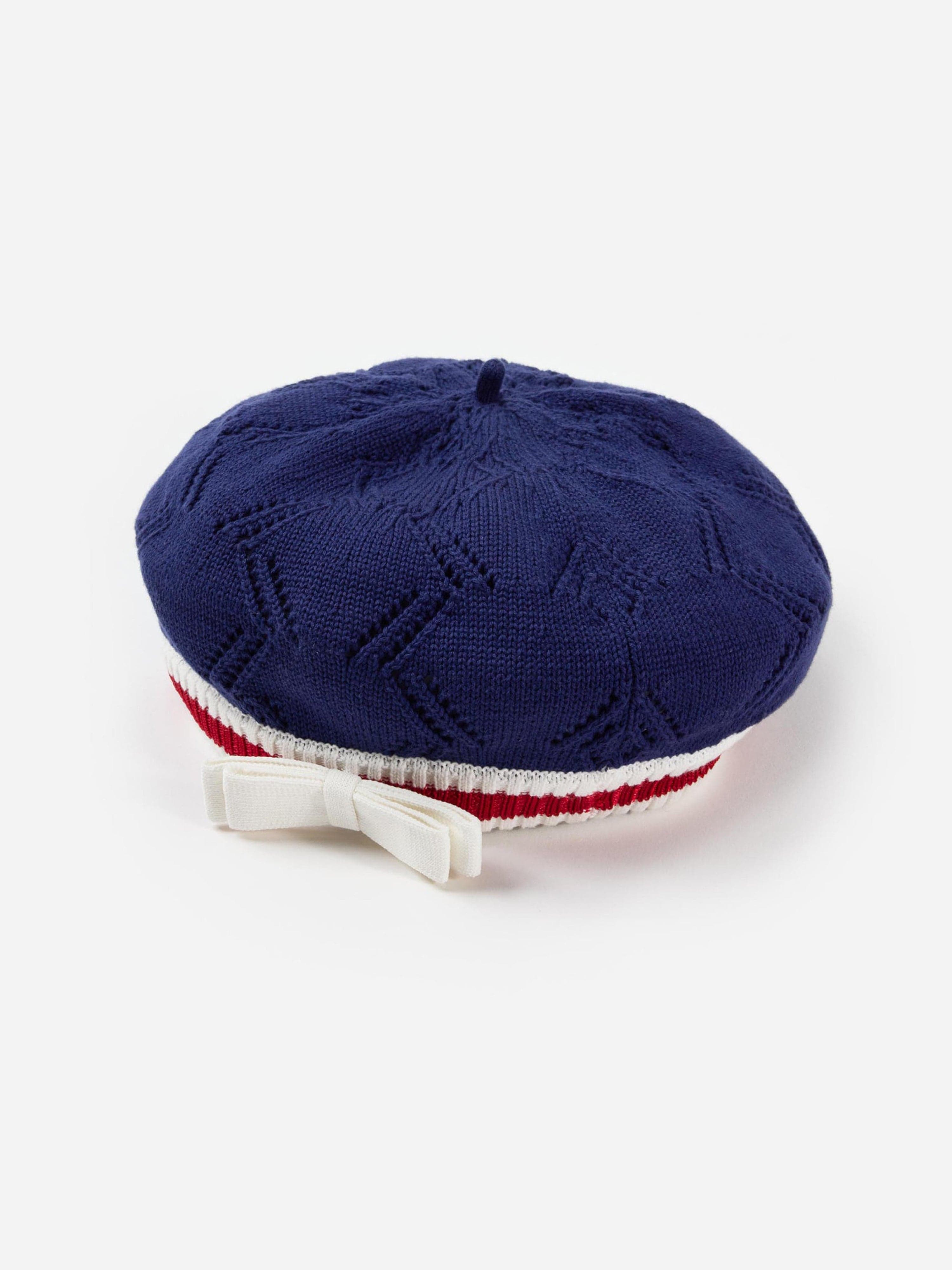 Girls Textured Knit Beret in Blue Cheap Sale Supply