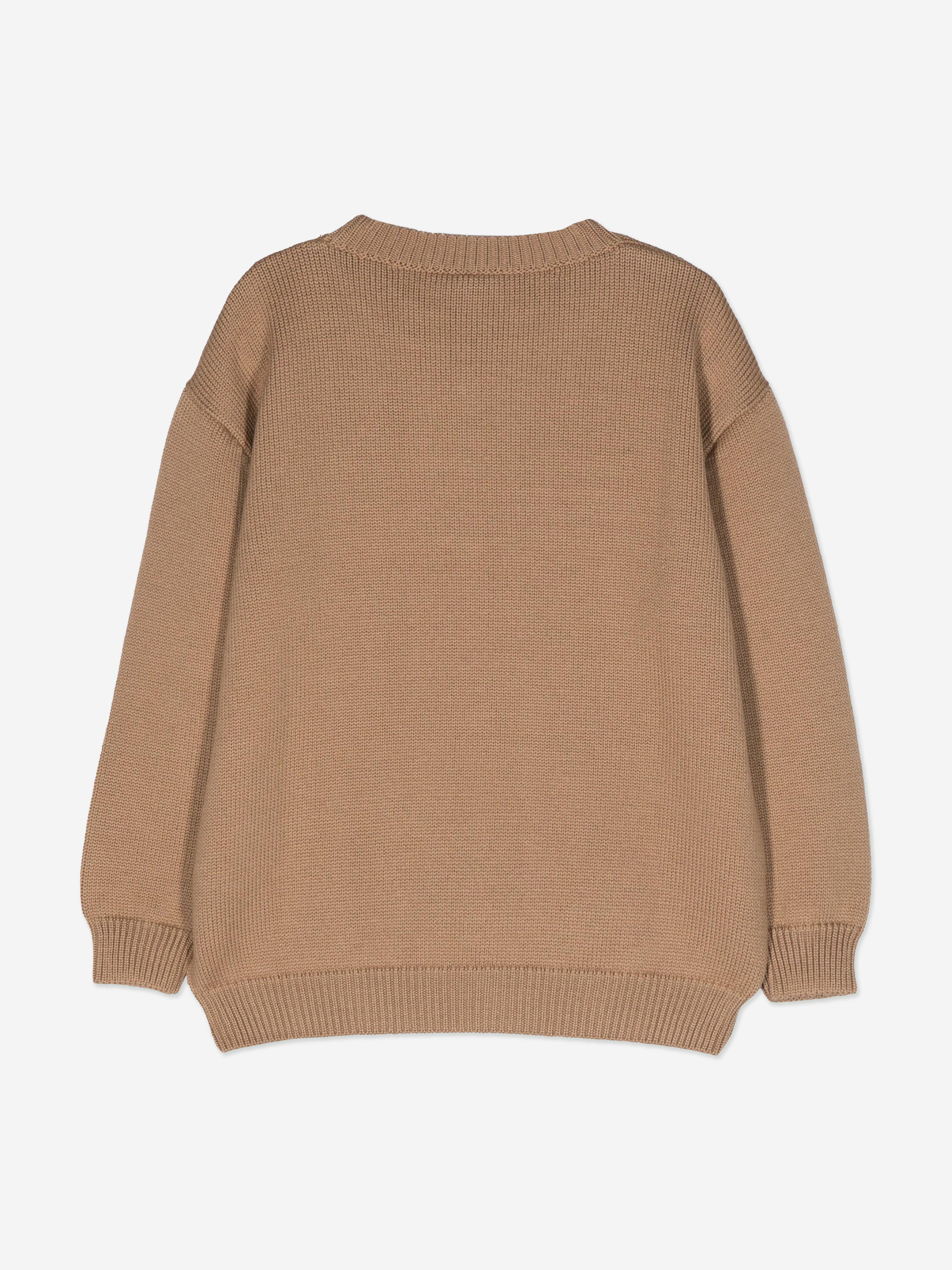 Fendi Kids Wool Knitted Logo Jumper in Brown Buy Cheap Big Sale