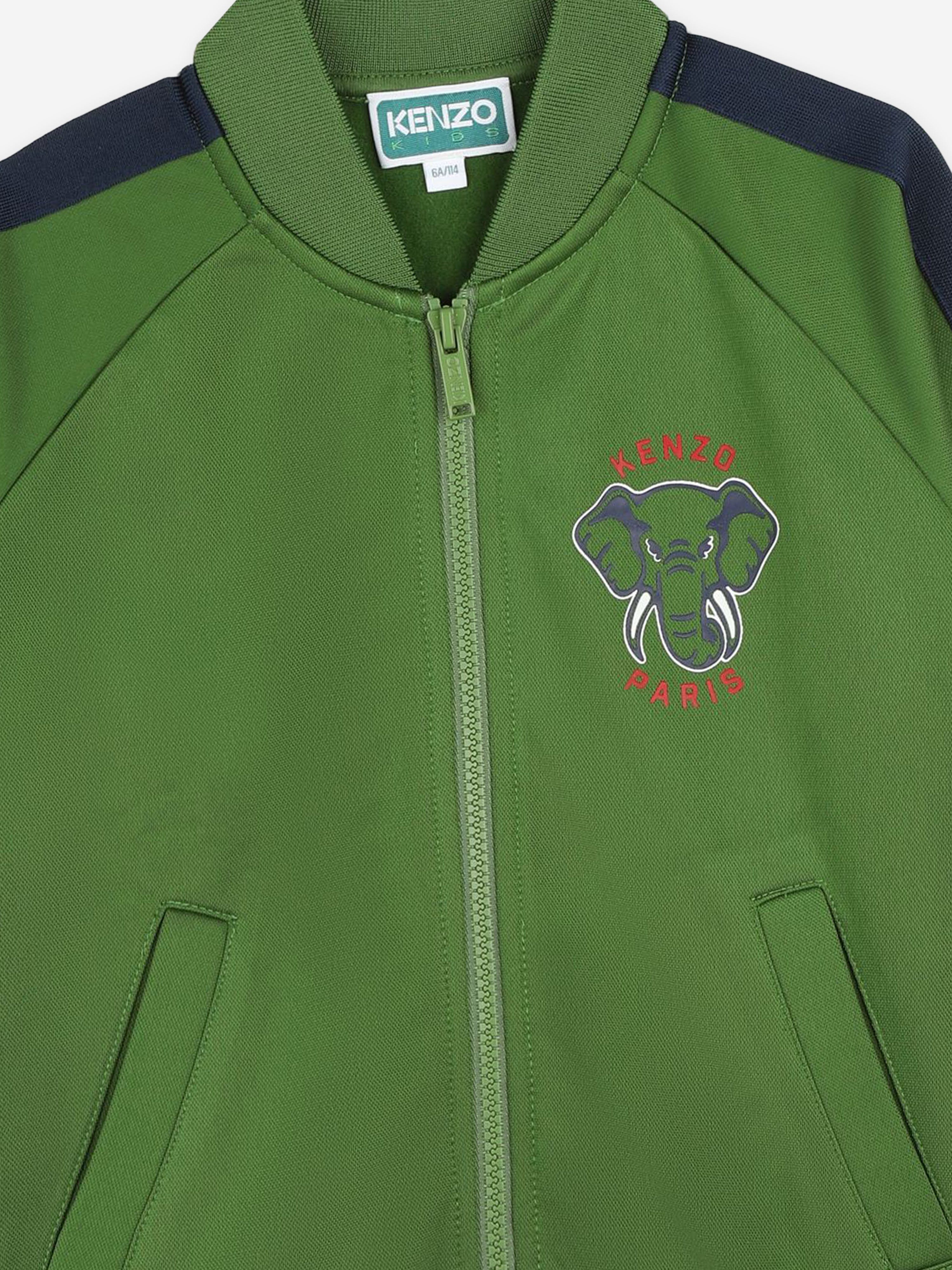 KENZO Kids Elephant Track Jacket in Green Discounts