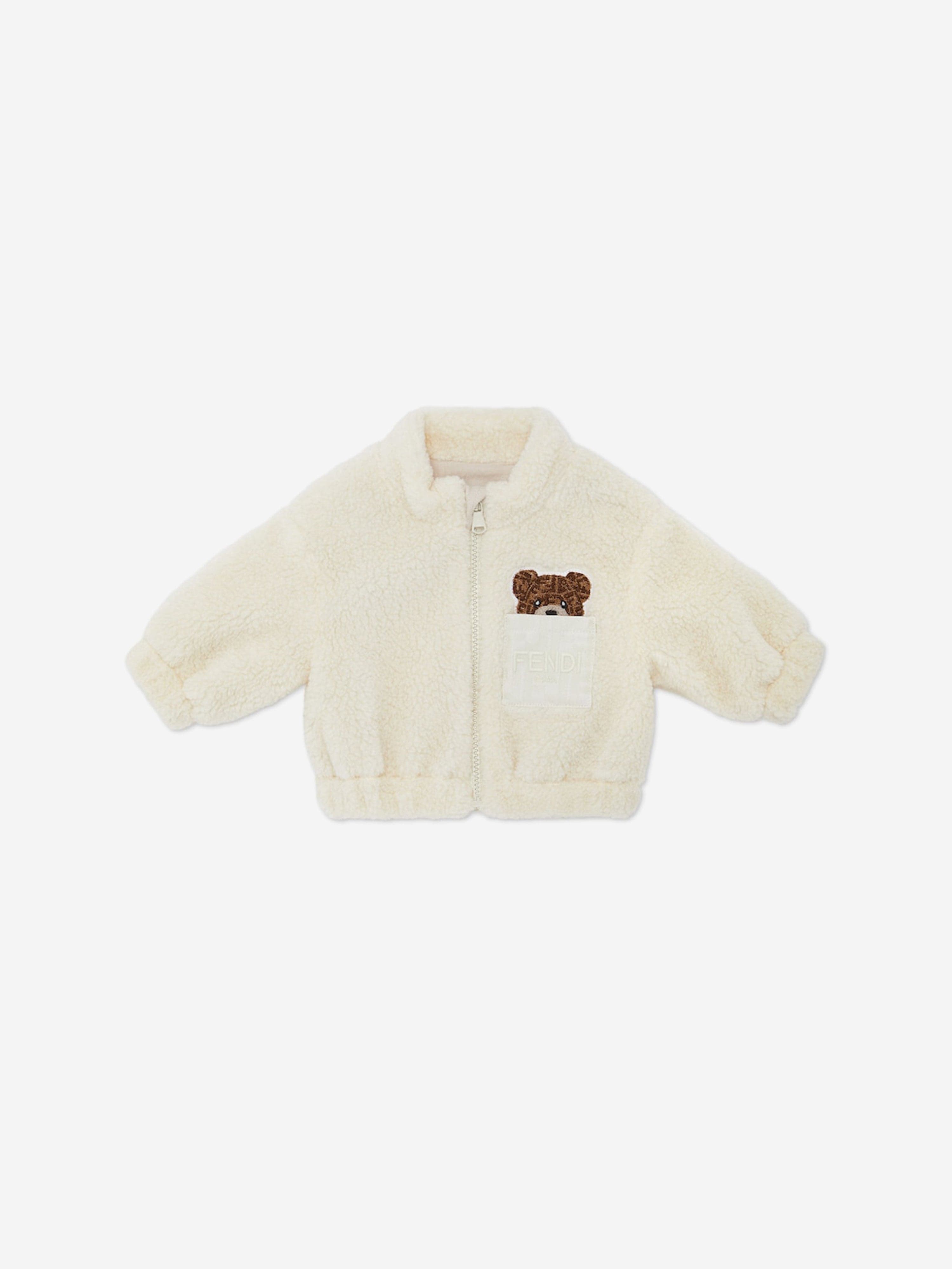 Fendi Baby Teddy Jacket in Ivory Official For Sale
