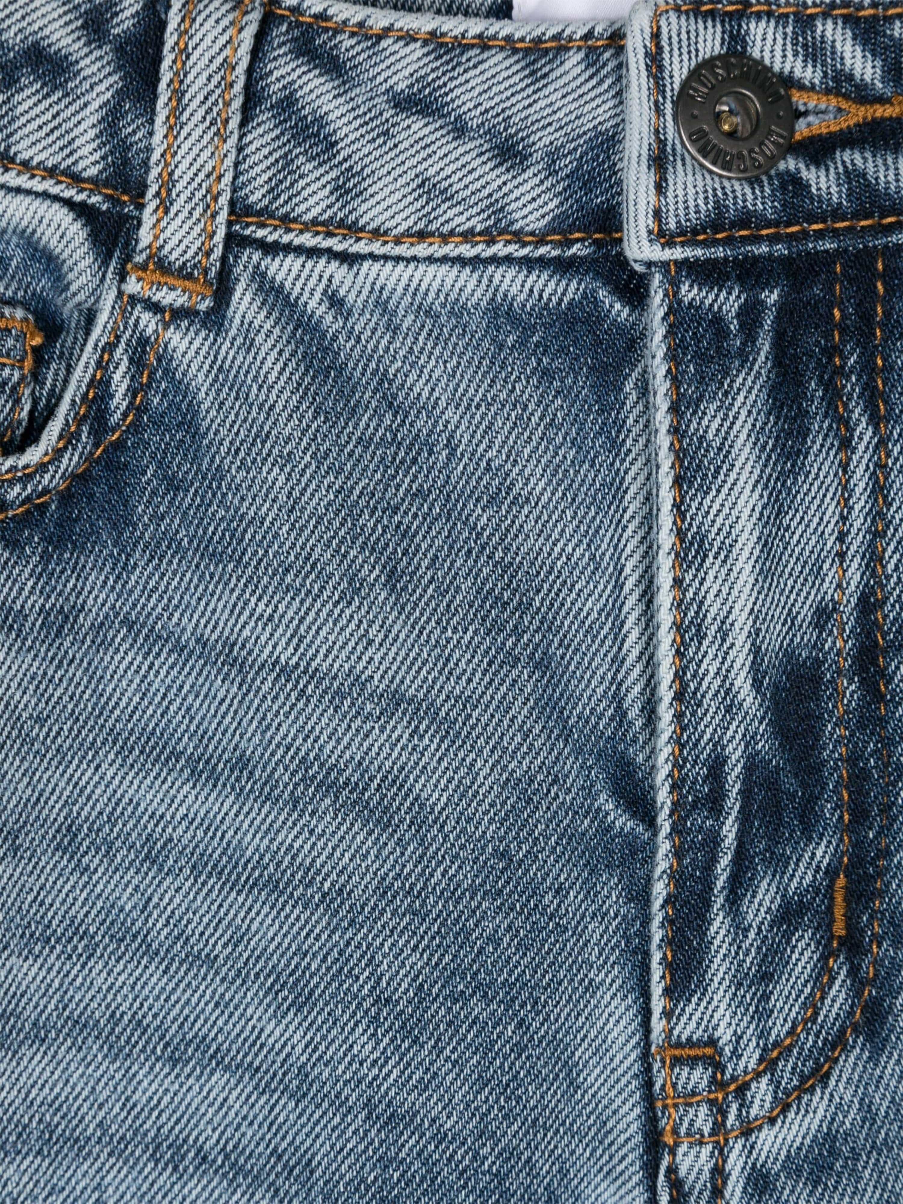 Moschino Kids Vintage Wash Jeans in Blue Clearance Inexpensive
