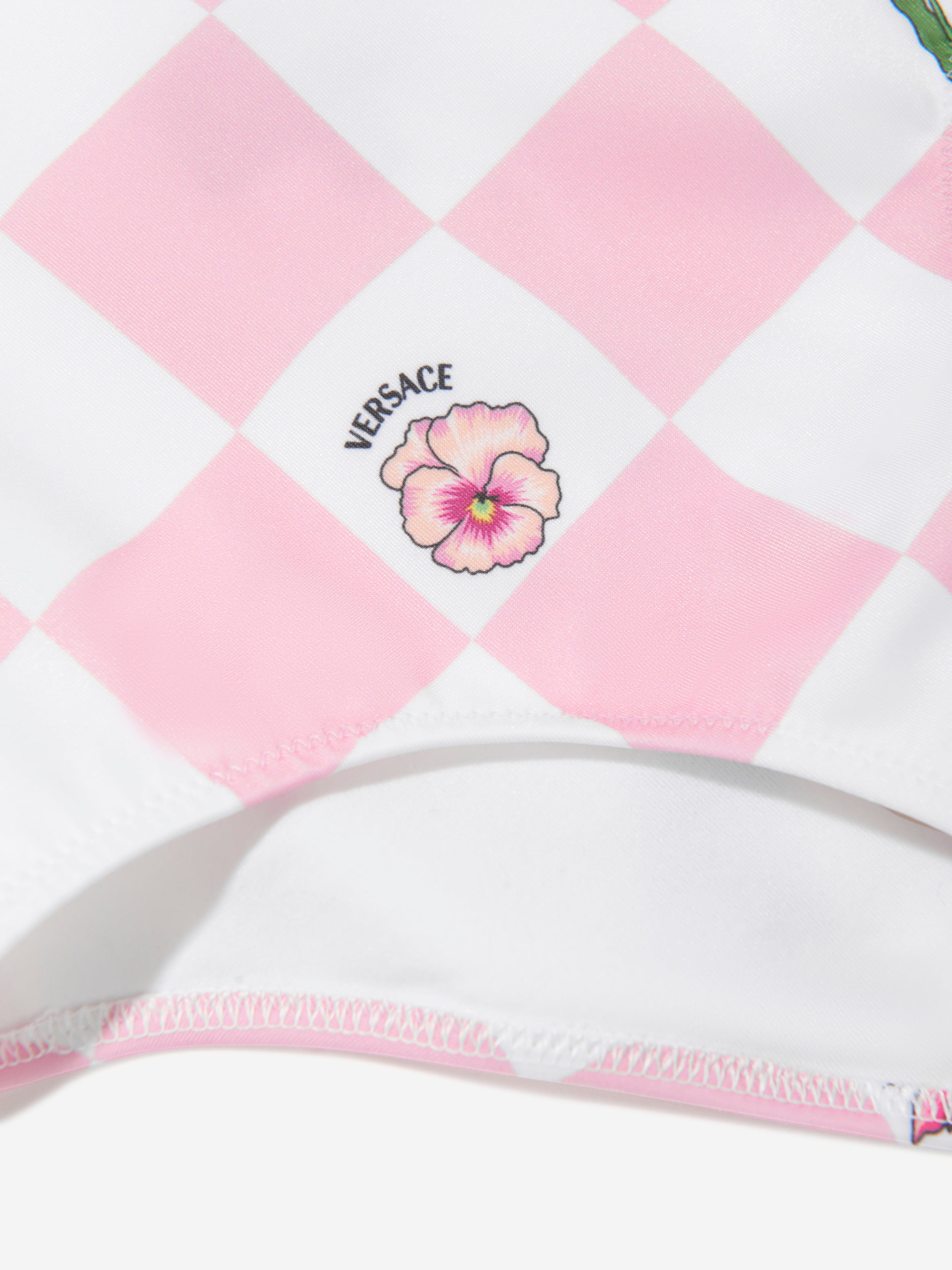 Versace Girls Damier Flowers Swimsuit in Pink Discount Visit New