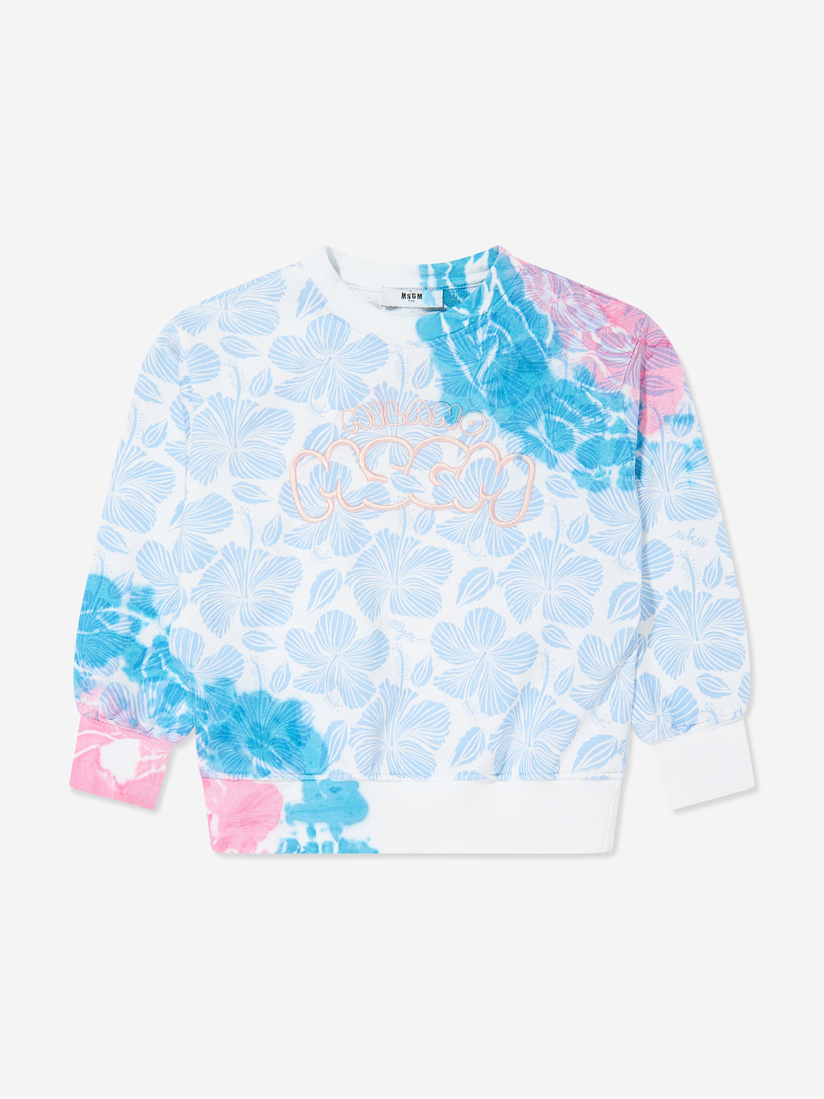 MSGM Girls Logo Sweatshirt in Blue Geniue Stockist Online