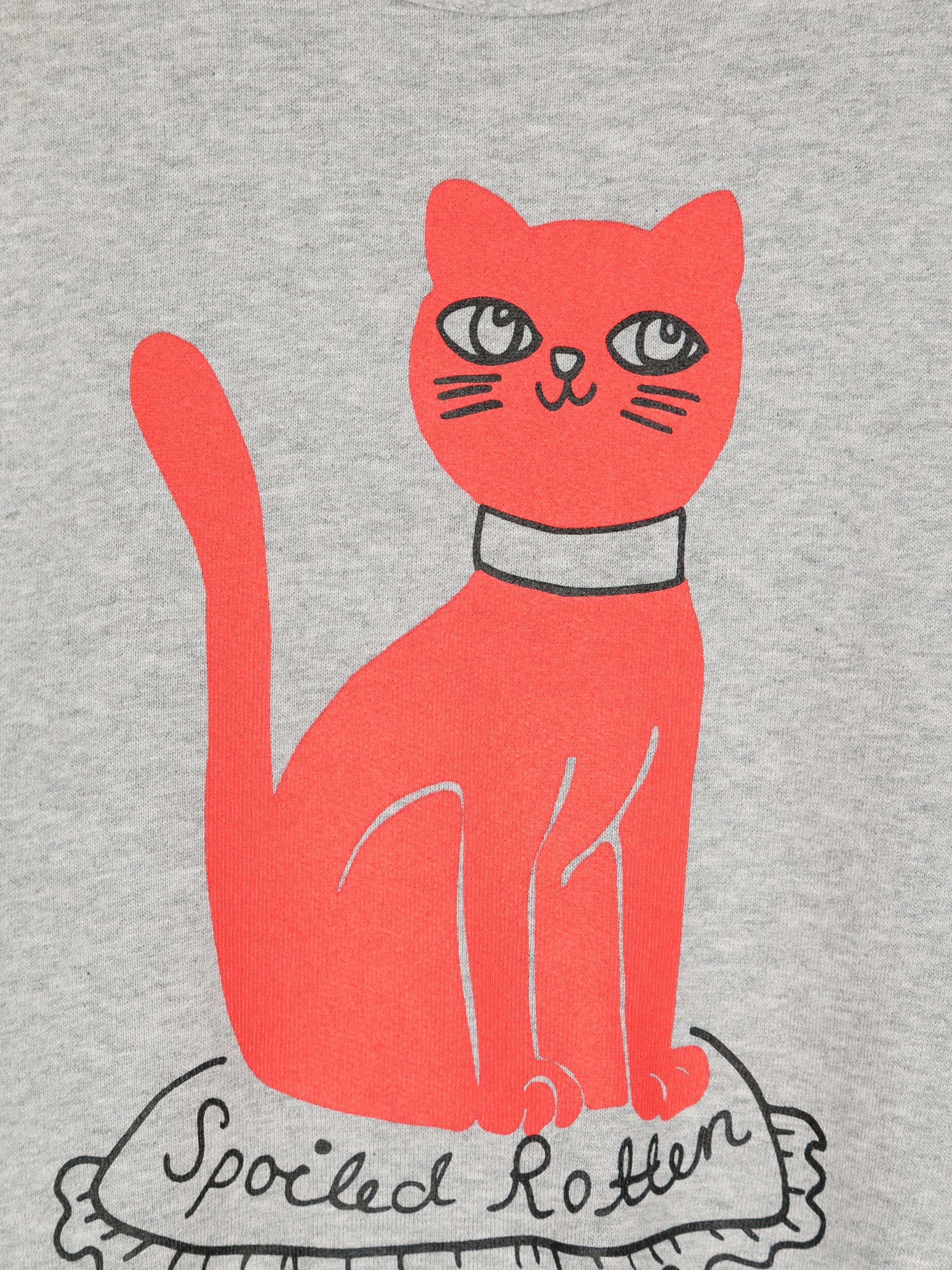 Mini Rodini Kids Cat Sweatshirt in Grey Best Sale For Sale