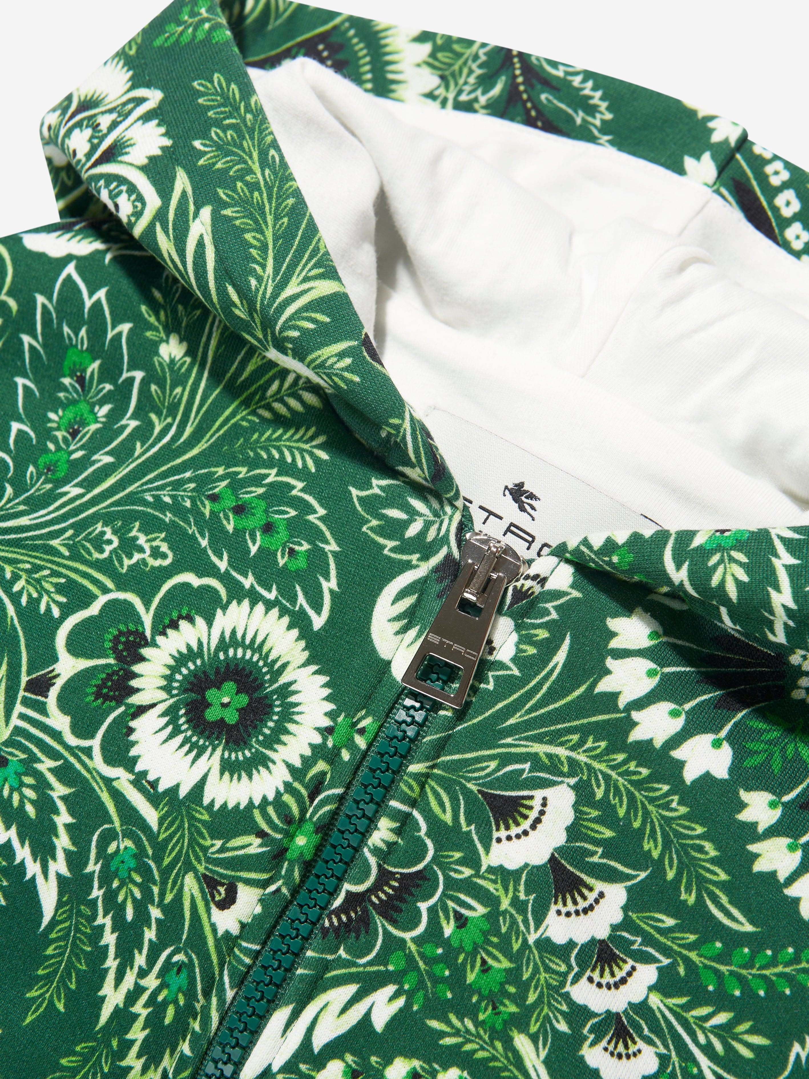 Etro Boys Floral Paisley Zip Up Top in Green Clearance 2025 New