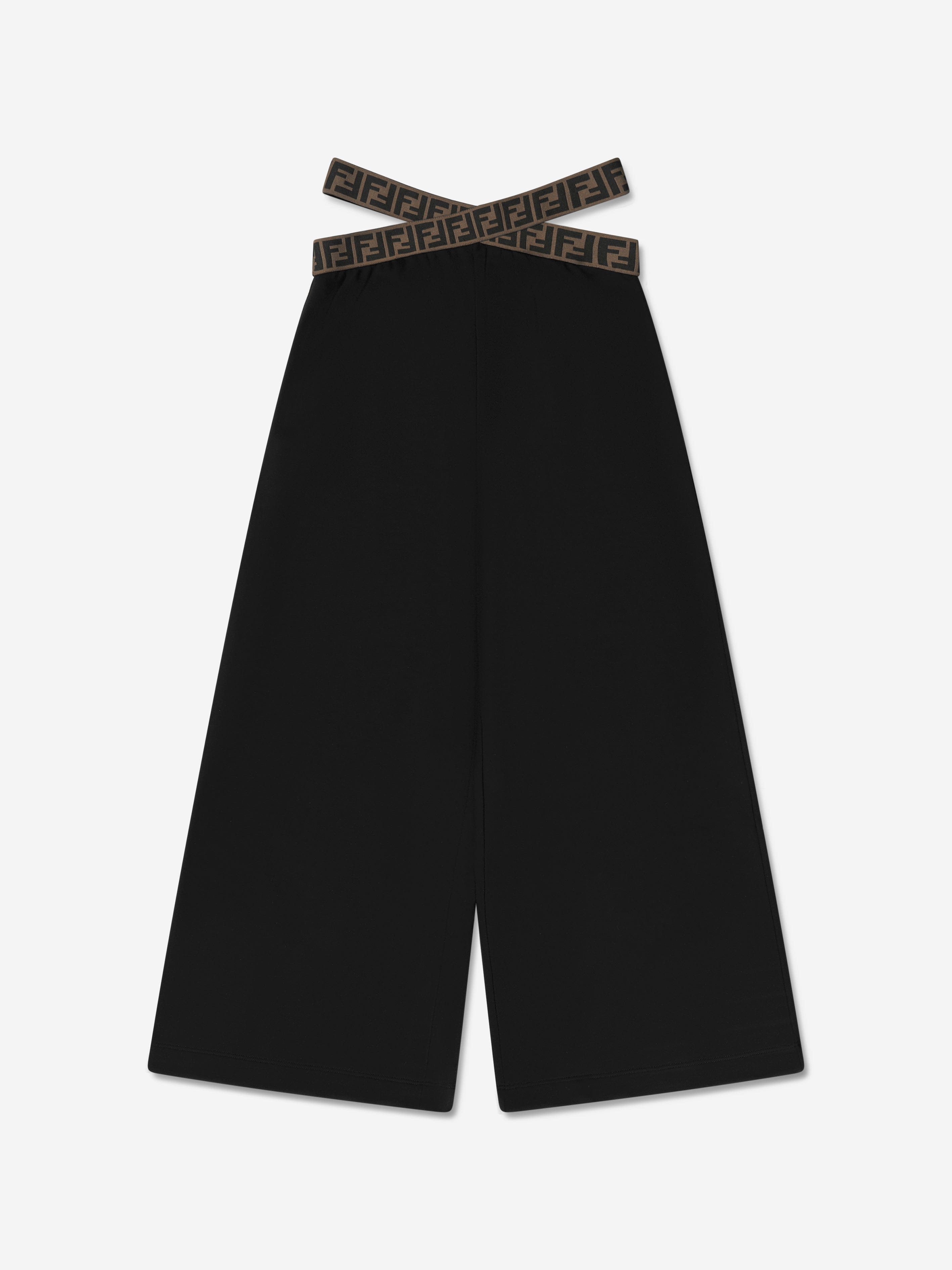 Fendi Girls Band Wide Leg Trousers in Black Cheap Pice