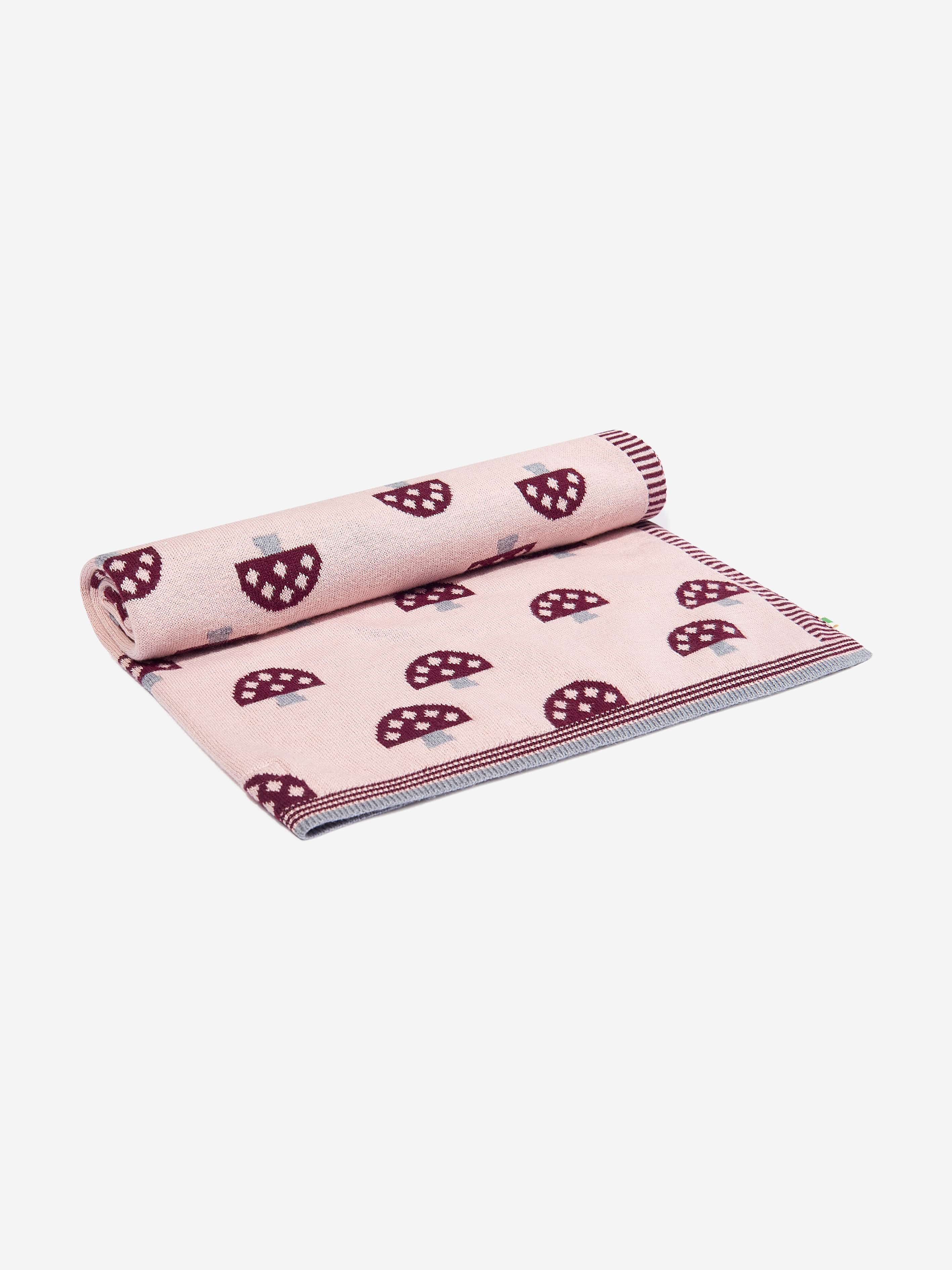 The Bonnie Mob Baby Girls Scout Mushroom Knit Shawl in Pink Outlet Online