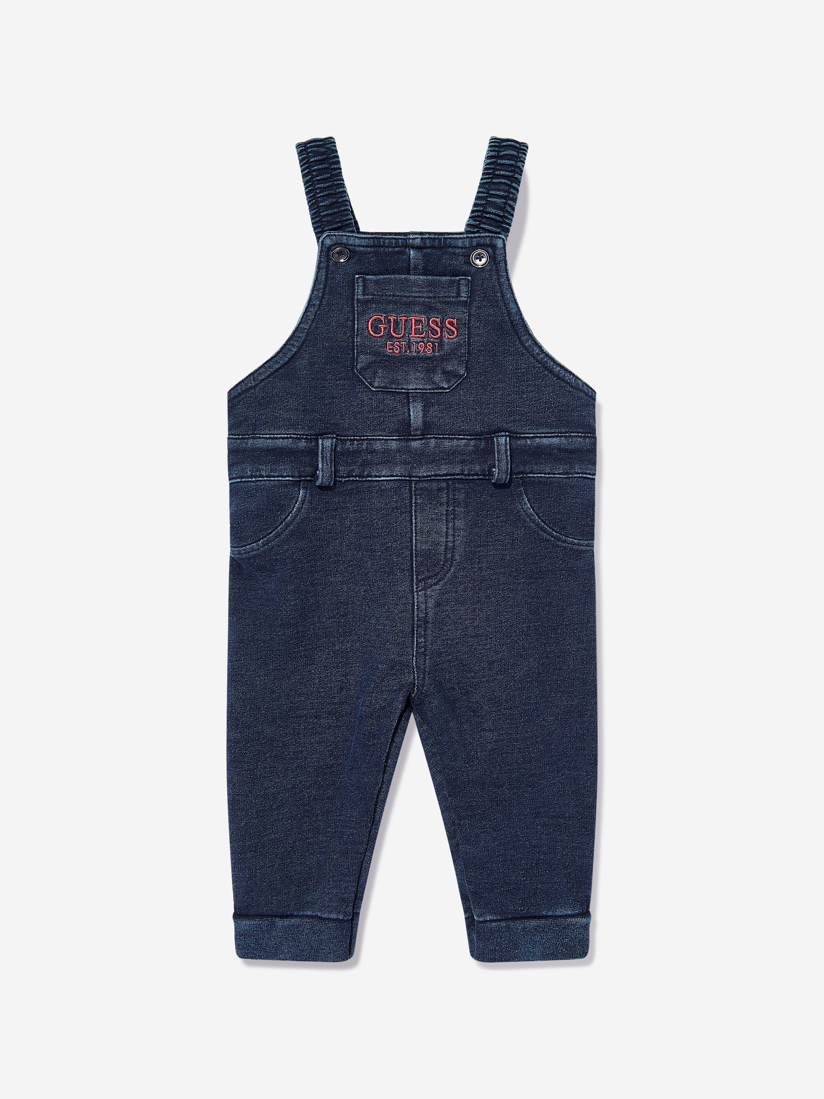 Guess Baby Boys Denim Knit Dungarees in Blue Discount For Sale