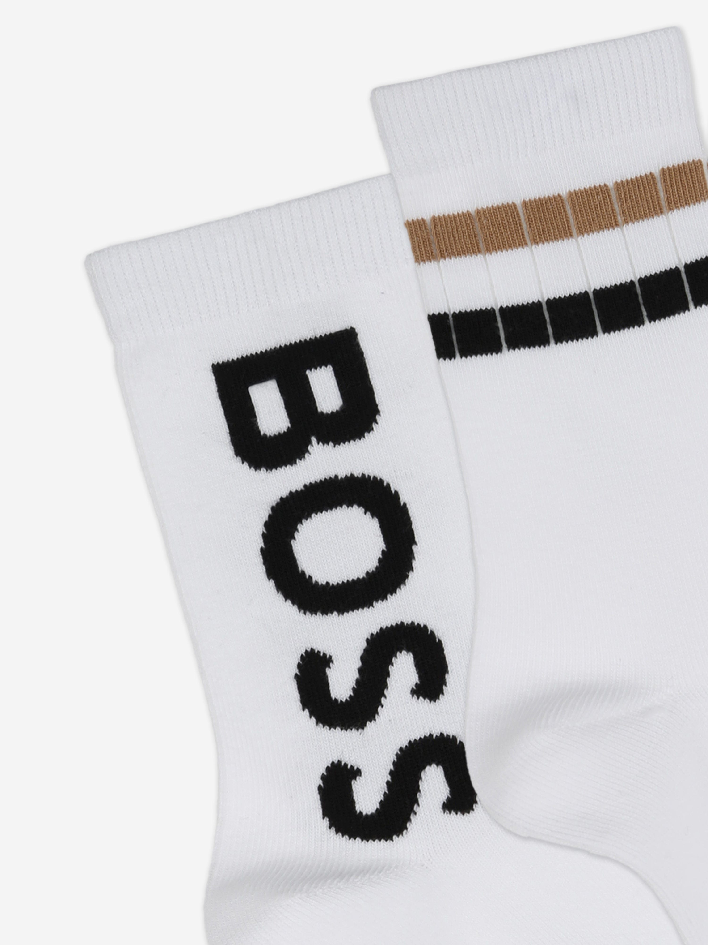 BOSS Boys Branded Socks Set (2 Pairs) in White Footlocker Online