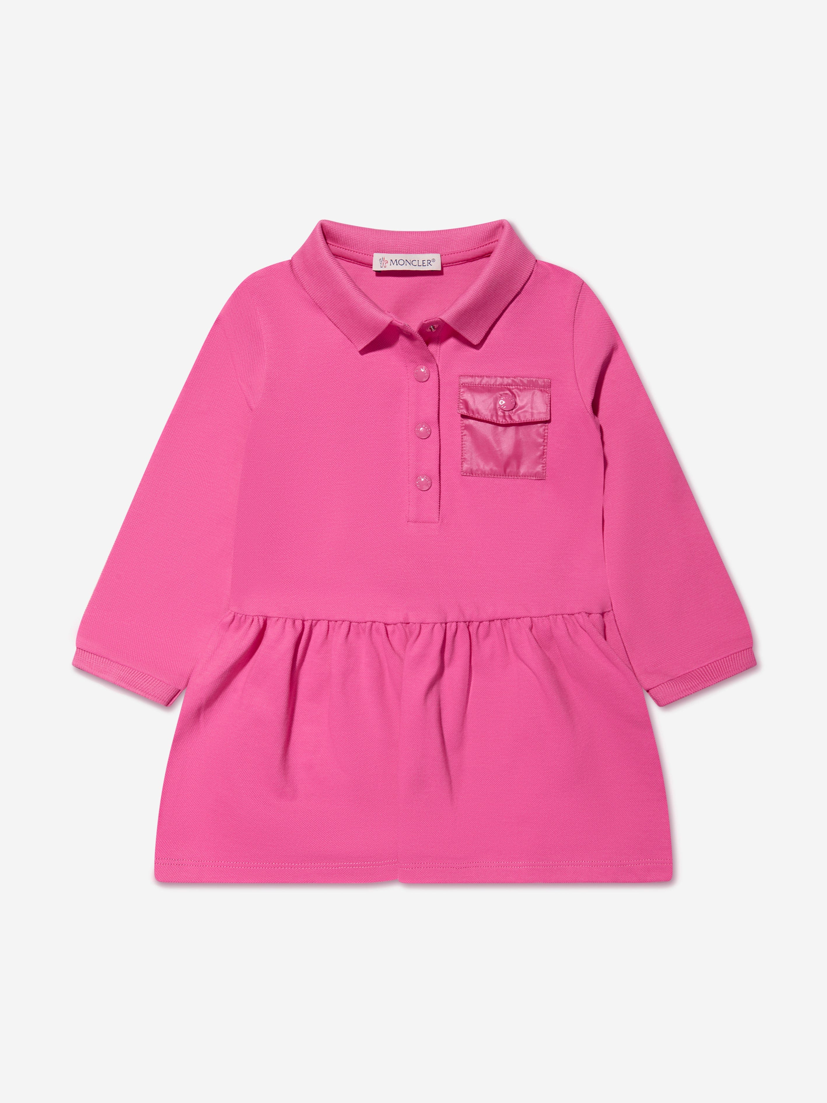Moncler Enfant Baby Girls Long Sleeve Pocket Dress in Pink Explore