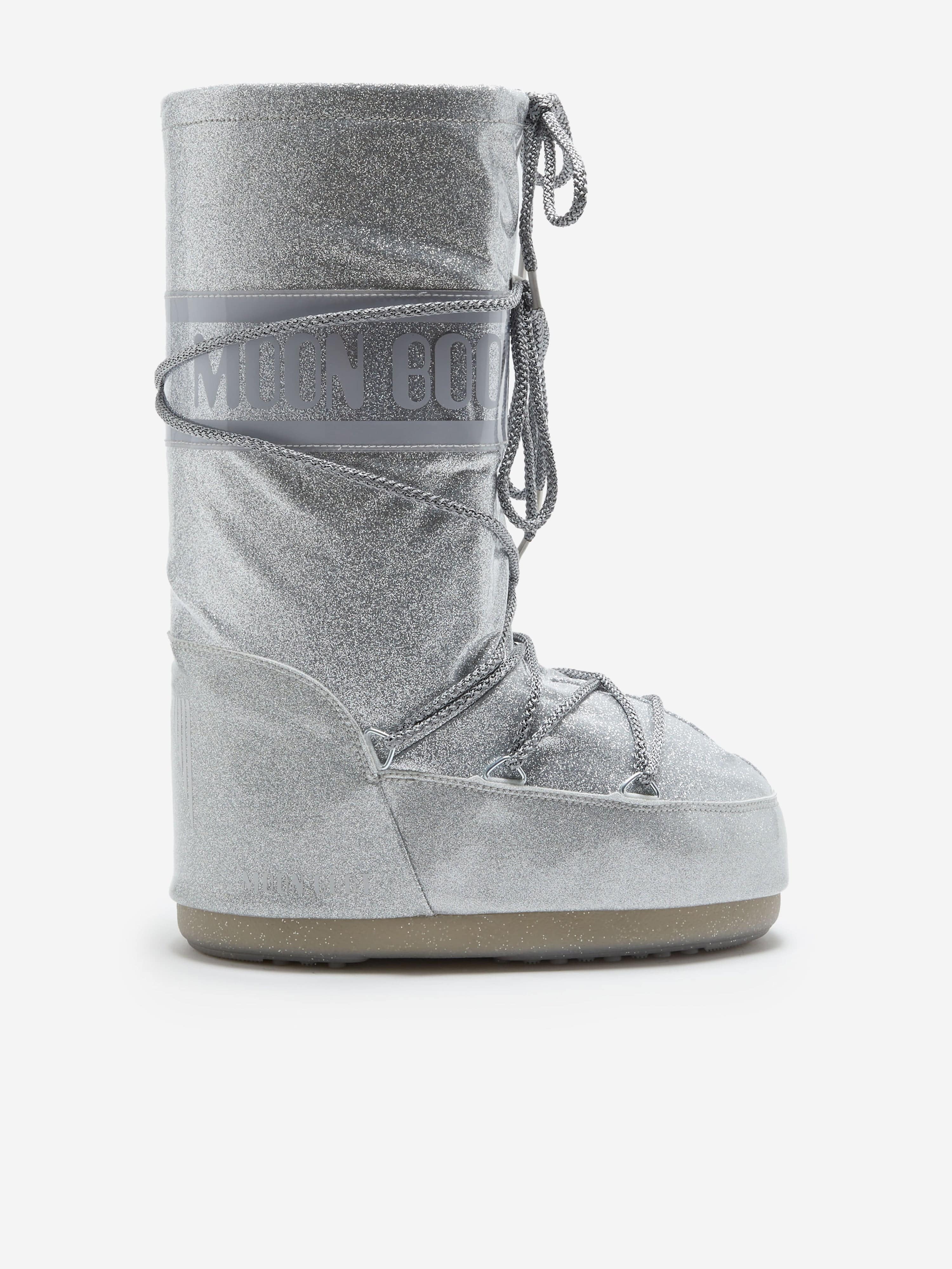 Moon Boot Kids Icon Glitter Boots in Silver Cheap With Credit Card