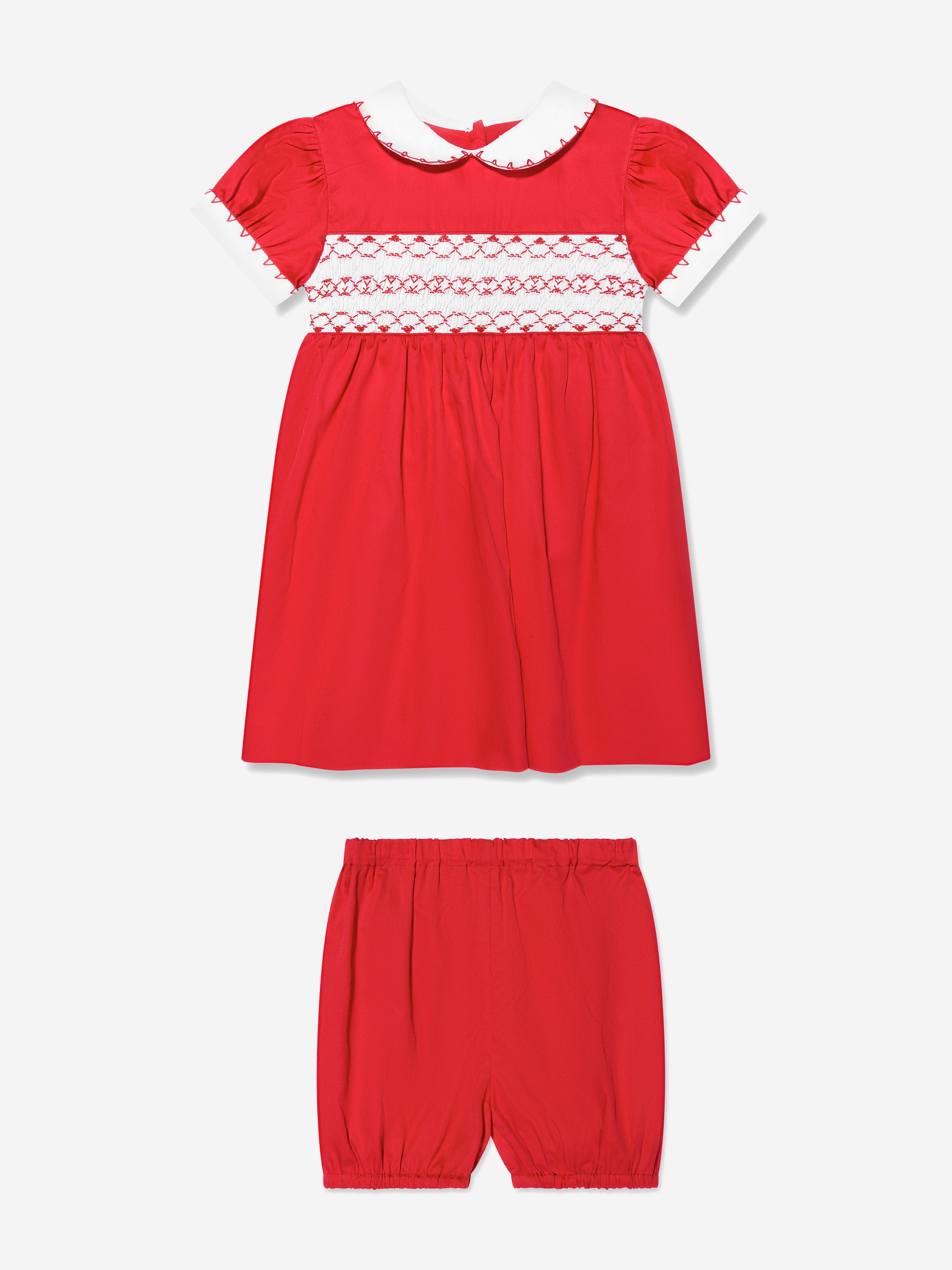 Rachel Riley Baby Girls Classic Smocked Dress And Bloomers in Red Free Shipping Best Pices