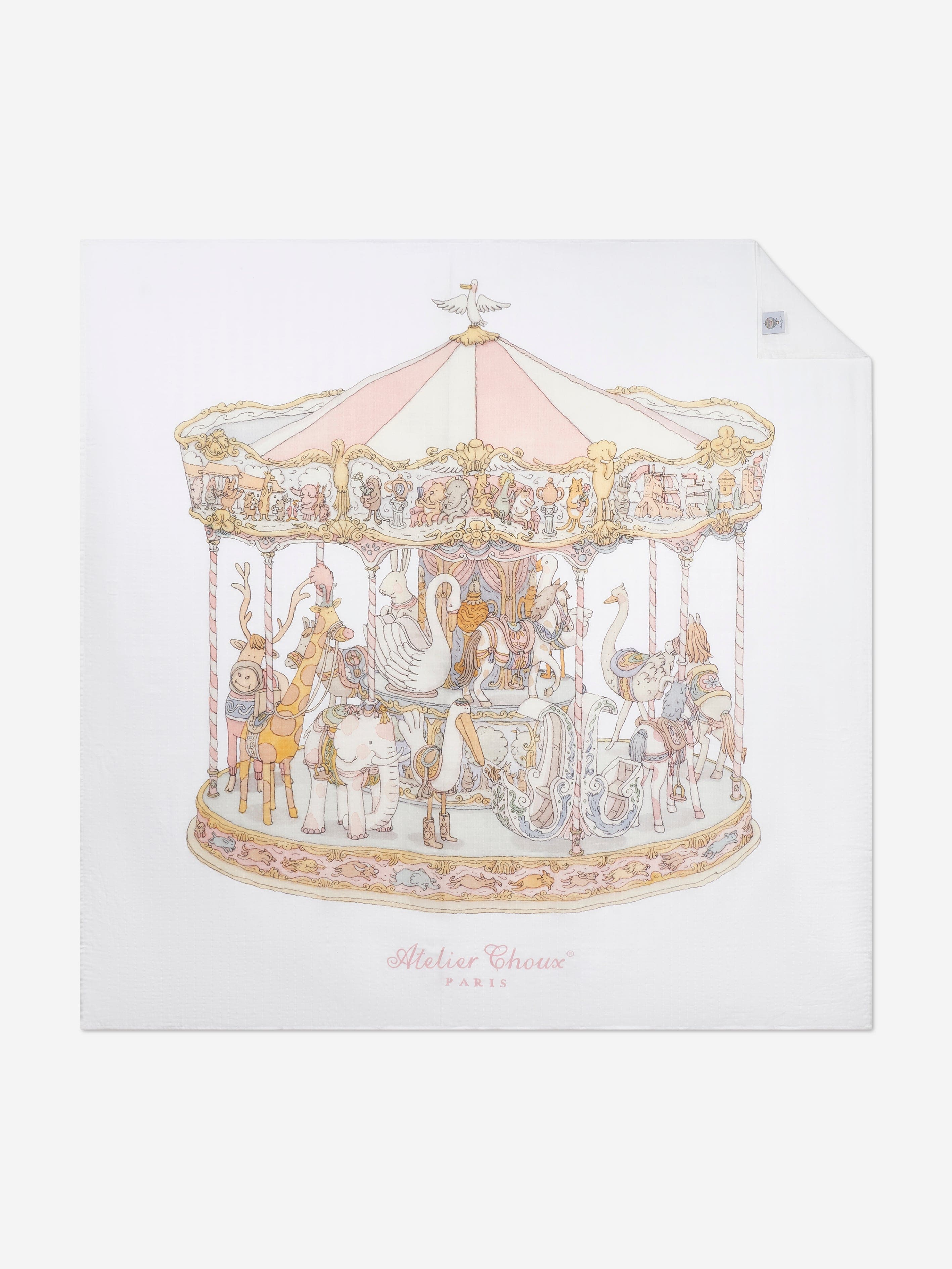 Atelier Choux Baby Girls Grand Carousel Swaddle in Pink (200cm) 2025 Sale Online