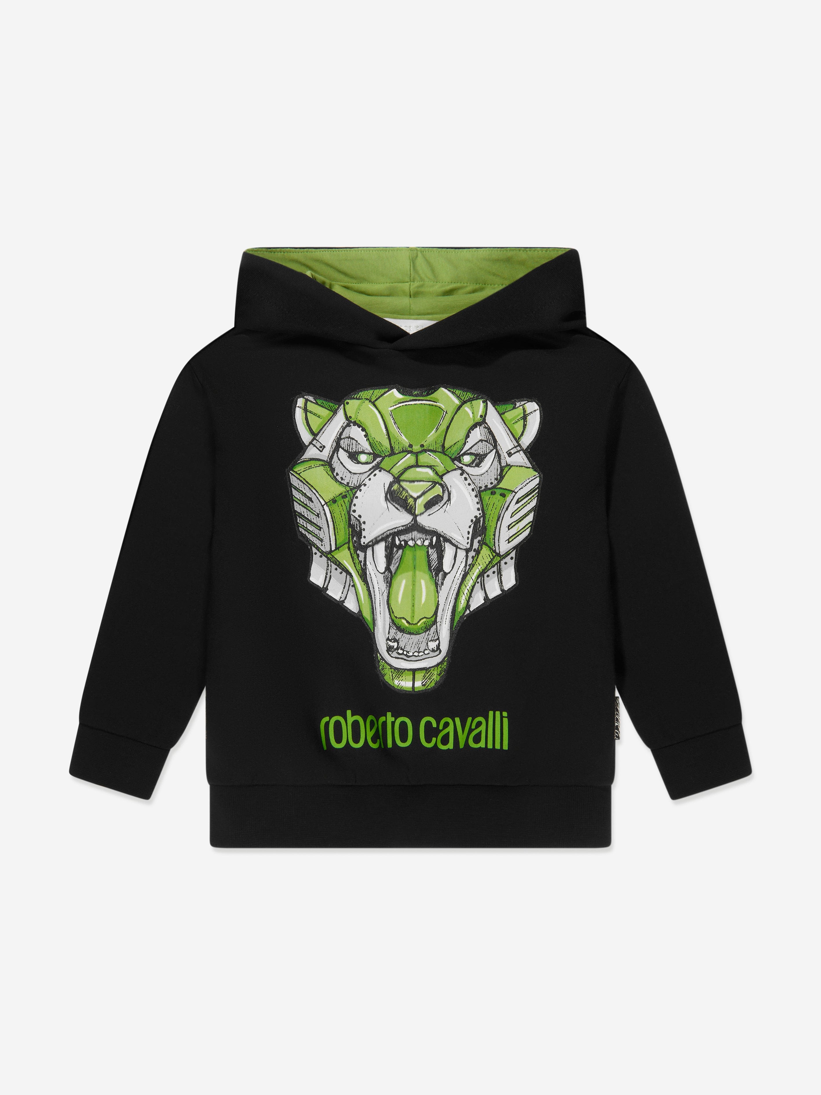Roberto Cavalli Boys Tiger Hoodie in Black Shop For Cheap Online