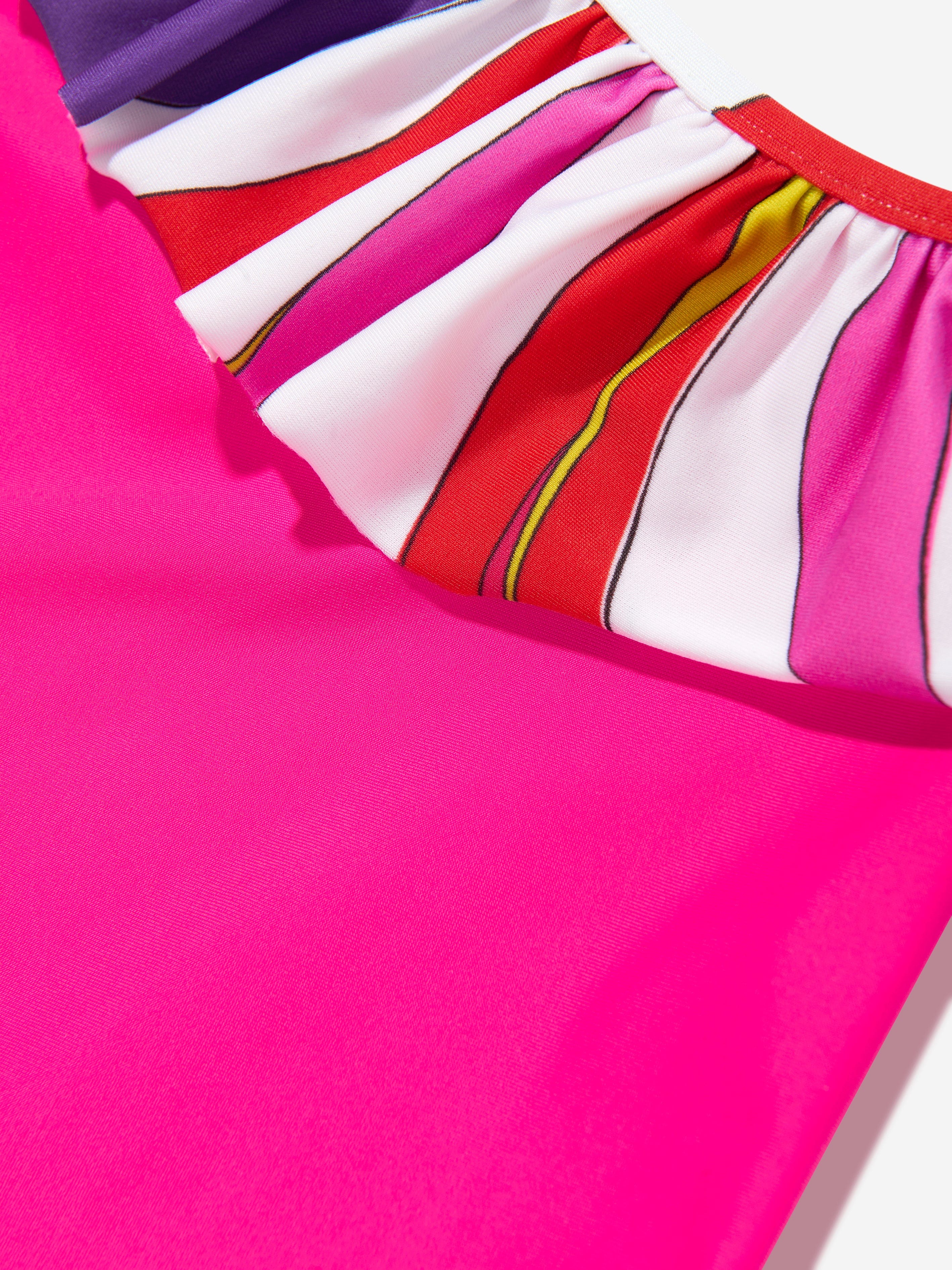 Girls One Shoulder Swimsuit in Pink Discount Looking For